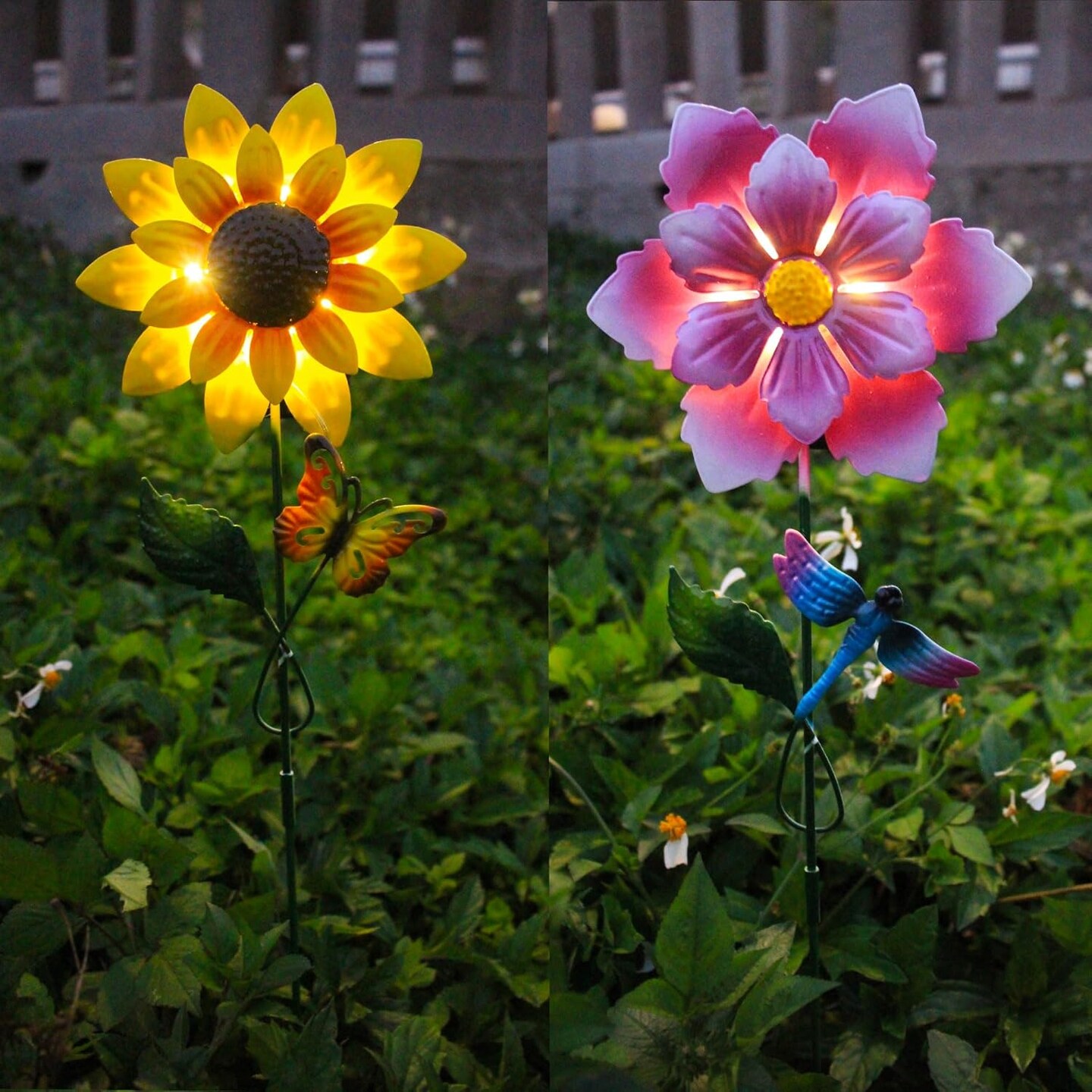 Solar Garden Stakes Lights for Outdoor Decor, 4 Pack Waterproof Metal Art Stick Flowers, Light for Outside Garden Patio Pathway Yard Backyard Porch Lawn 5.9 x 4.7 x 12.9 inches