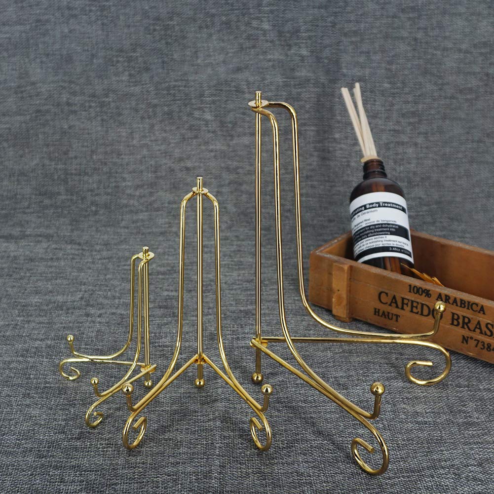 6 Pack Iron Display Stand,Gold Iron Easel Plate Holder Stand for Displaying Pictures, Plates, Books and Arts (4, 6, 8 inch)