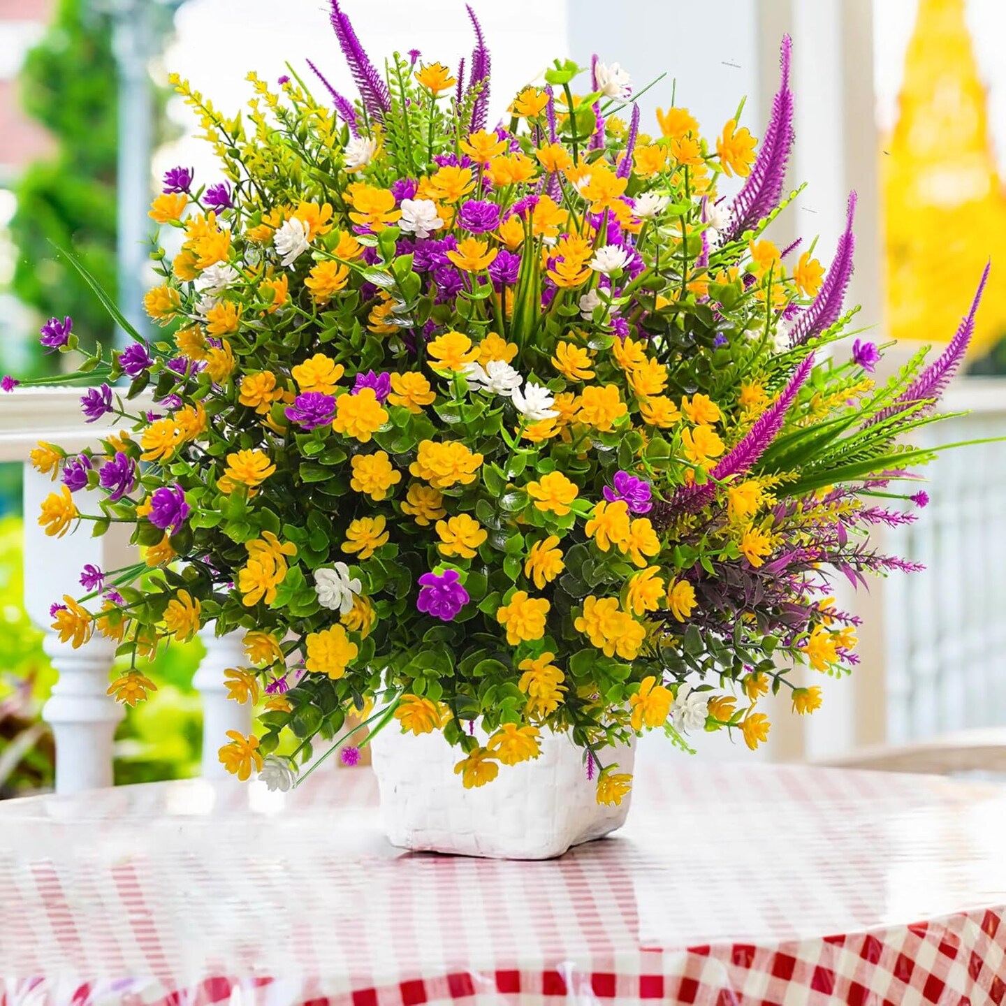 20-Pack Artificial Flowers for Outdoors – UV-Resistant Fake Plants for Porch, Garden, Window Boxes, Yard, and Spring/Summer Home Décor, Realistic Colorful Faux Flowers