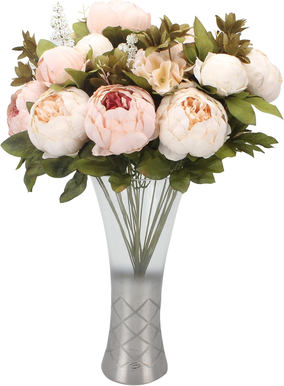 Fake Flowers Vintage Artificial Peony Silk Flowers Wedding Home Decoration,Pack of 1 (Light Pink)
