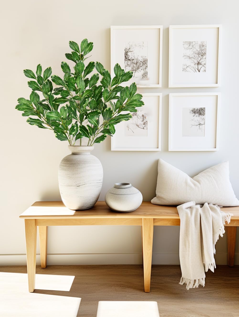 3PCS Artificial Greenery Stems 31.5 Inch Faux Branches for Vase Fake Pittosporum Tobira Leaves Branches Long Stems Plants Leaf Bushes for Floral Arrangement Bouquets Party Wedding Home Decor Green
