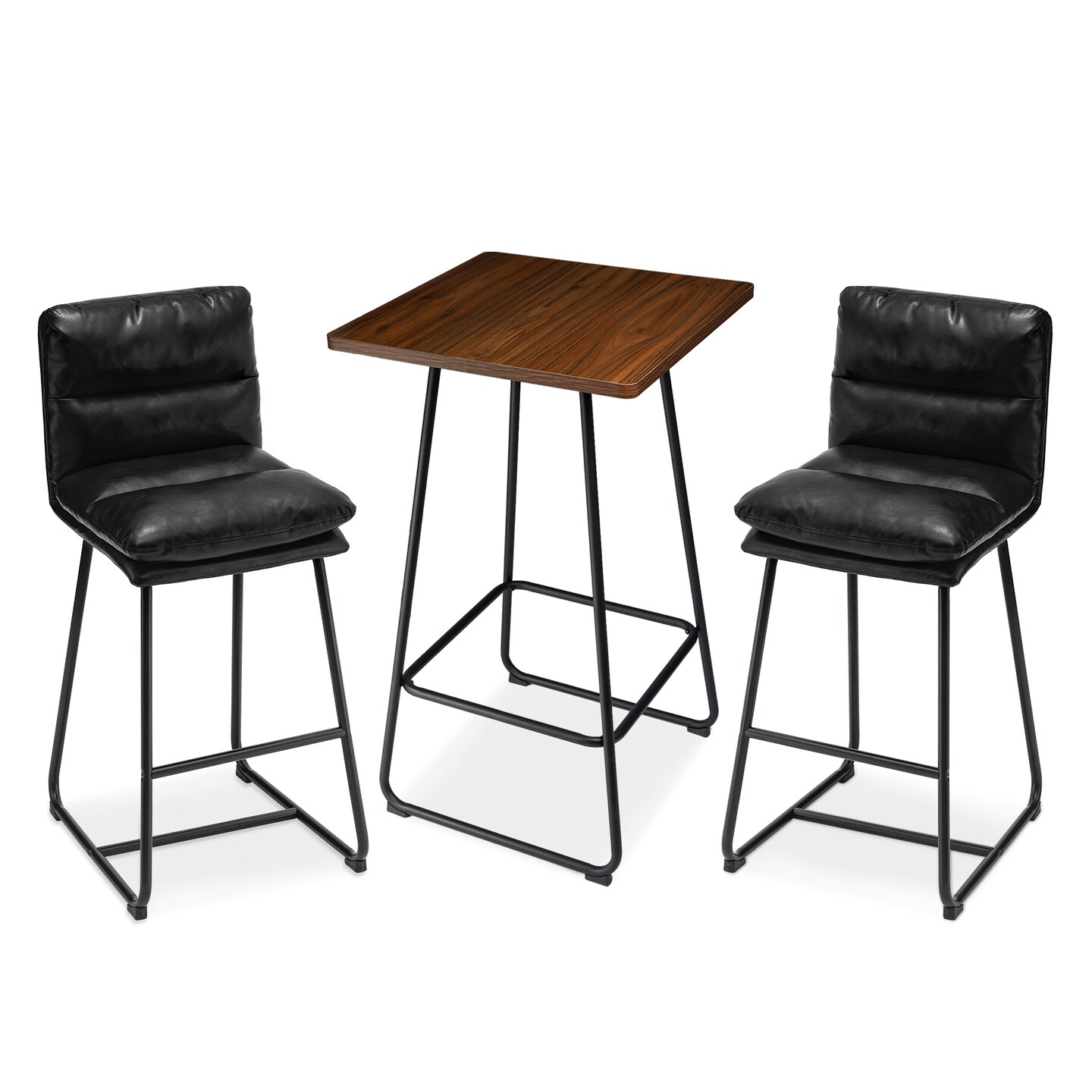Industrial Modern Set of 3 Pub Table Set with 41"H Square Bar Table and Stools