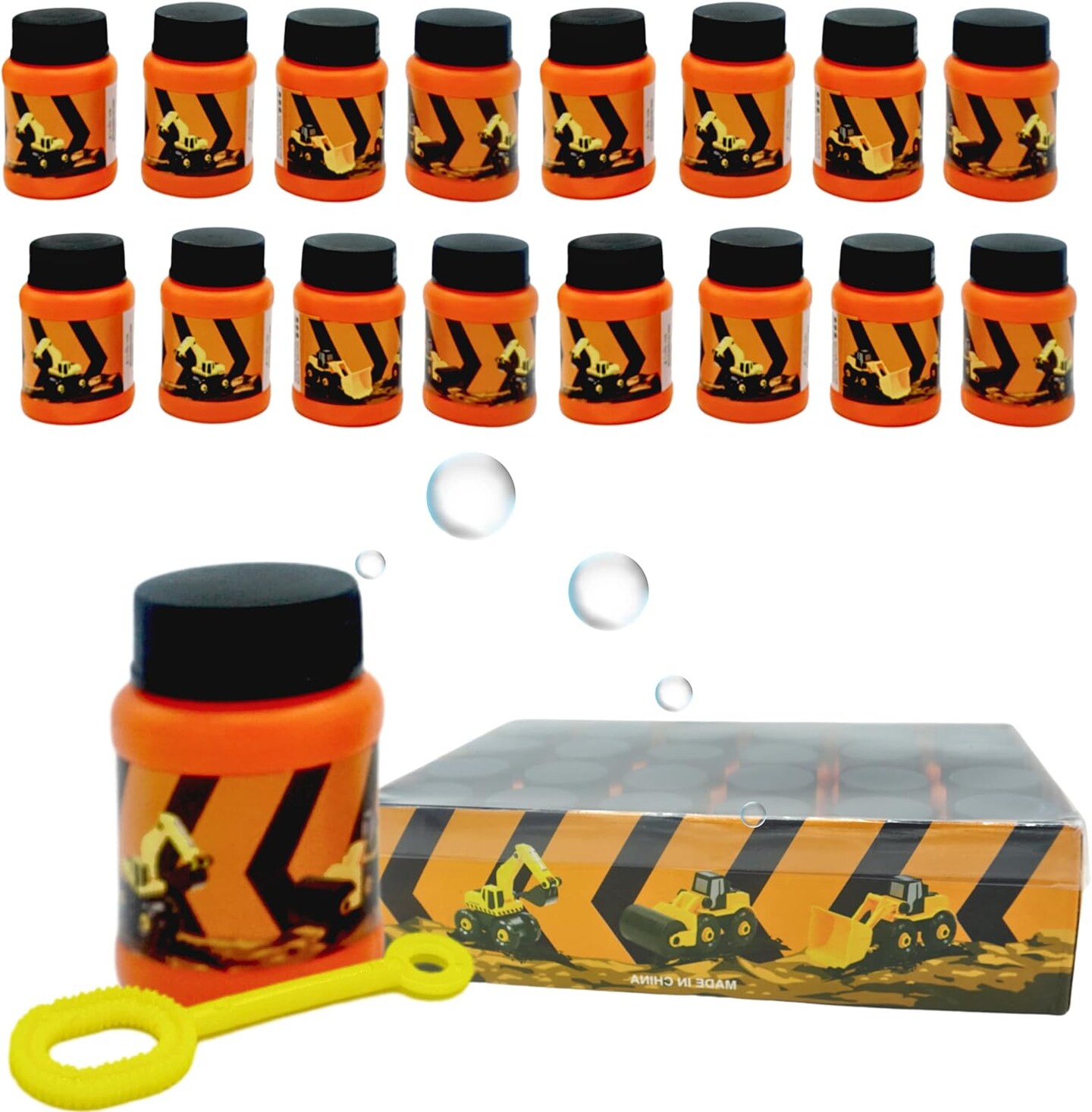 4E’s Novelty 24 Pack Mini Bubbles – Construction Party Favors for Kids, 1 oz Bubbles Party Favors!