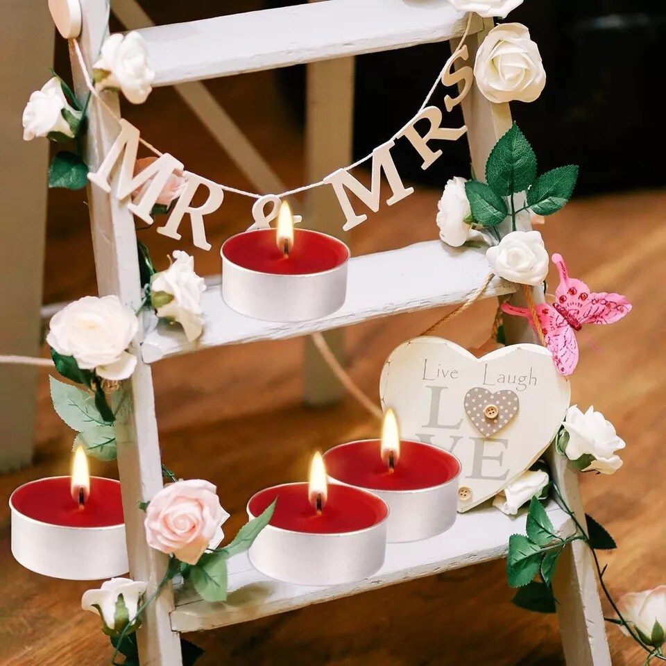 100 Pack Red Unscented Tealight Candles, Romantic Love Tea Lights