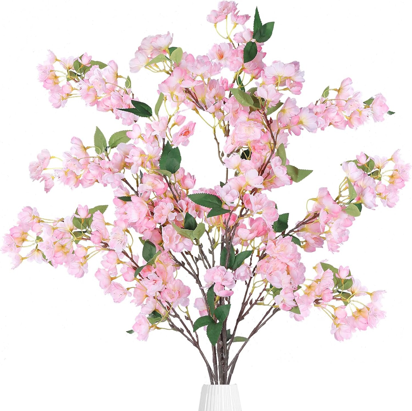 Artificial Cherry Blossom Flowers 3 Pcs Faux Cherry Blossom Stems Faux Silk Cherry Blossom Branches 35.4’’ Fake Flowers Long Stems for Vase Arrangements Home Wedding Table Decor (Pink)