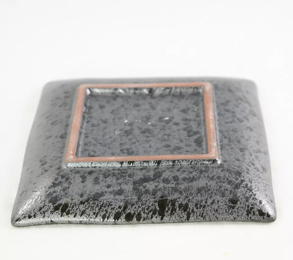 Square Ceramic Humidity Tray for Bonsai Tree 5.25&#x22;x 5.25&#x22;x 0.75&#x22; - Black Stain