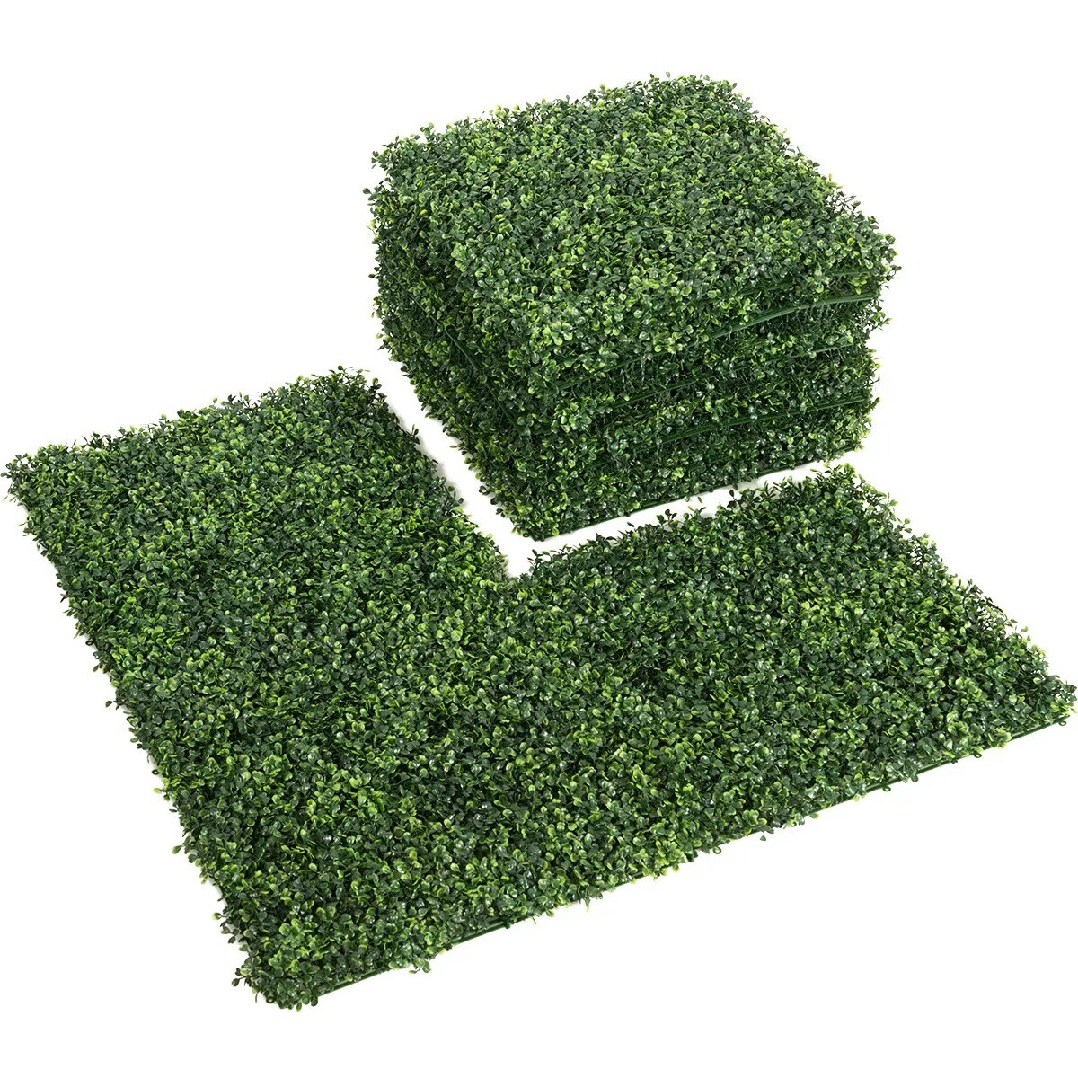 12 PCS 20"x20" Durable Artificial Boxwood Plant Wall Panel Hedge Fence Natual