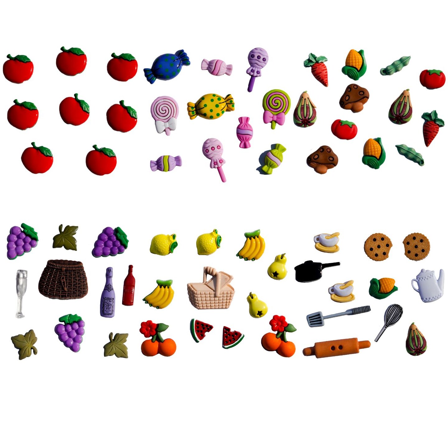 Buttons Galore 50+ Assorted Food Theme Novelty Buttons for Sewing & Crafts