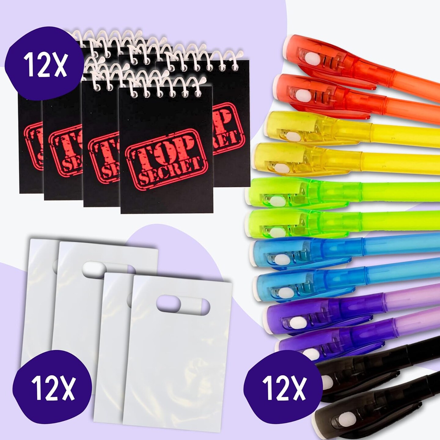 4E&#x27;s Novelty Fun Pens for Kids &#x2013; 12 Magic Pen UV Light Pen, Notebooks &#x26; Goodie Bags &#x2013; Goodie Bags Stuffers for Kids 8-12!