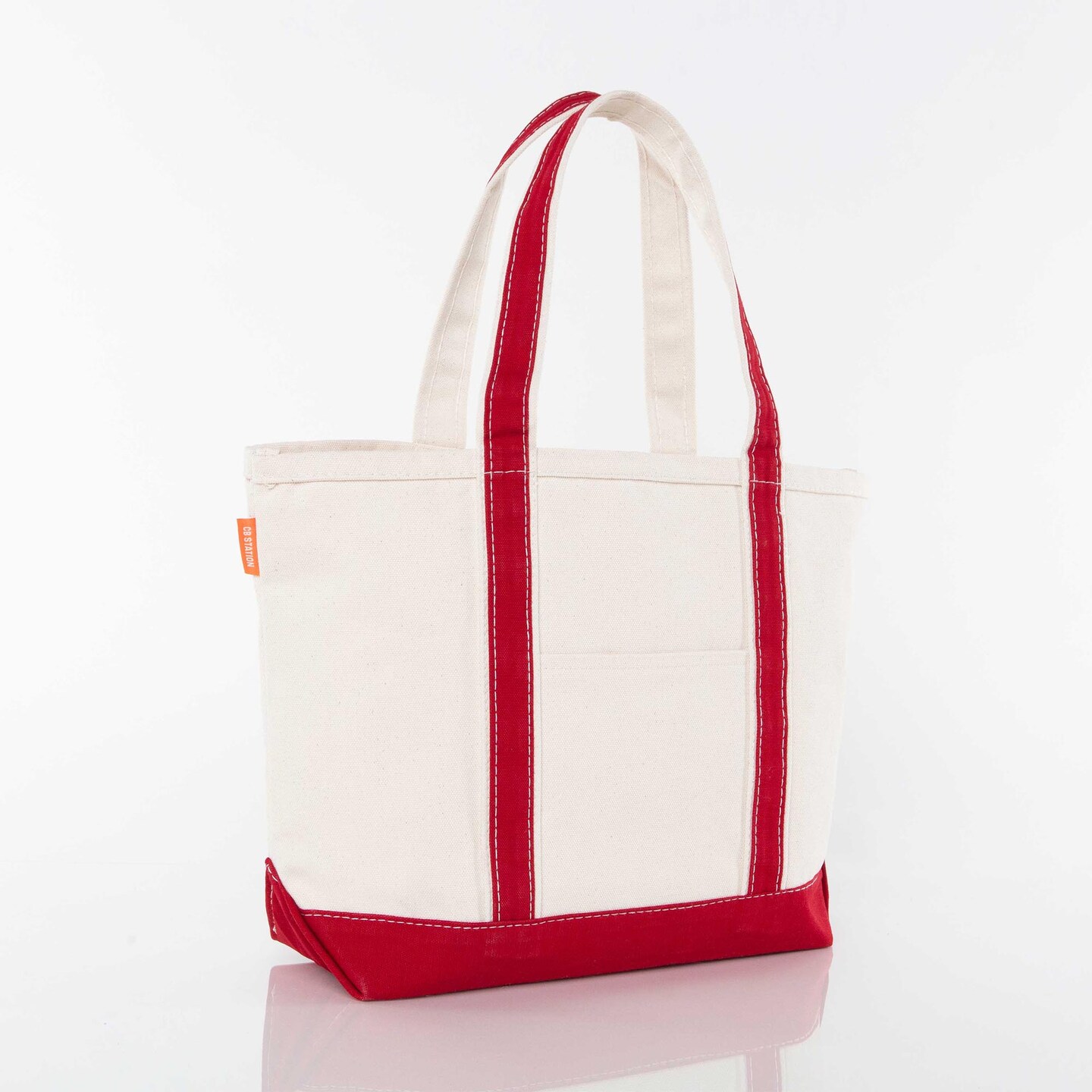 Medium Classic Tote -- 18 oz. Heavyweight Durable Canvas -- Natural Canvas & Red Color