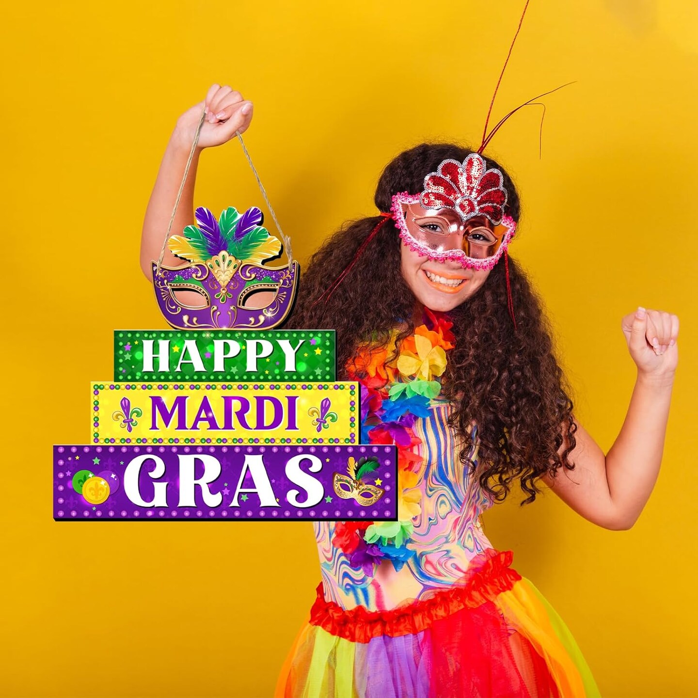 Mardi Gras Decorations-Happy Mardi Gras Sign Front Door Decor Happy Mardi Gras Wall Hanging Decor 2025 New Orleans Street Signs Mardi Gras Party Festival Ornaments for Outdoor Carnival
