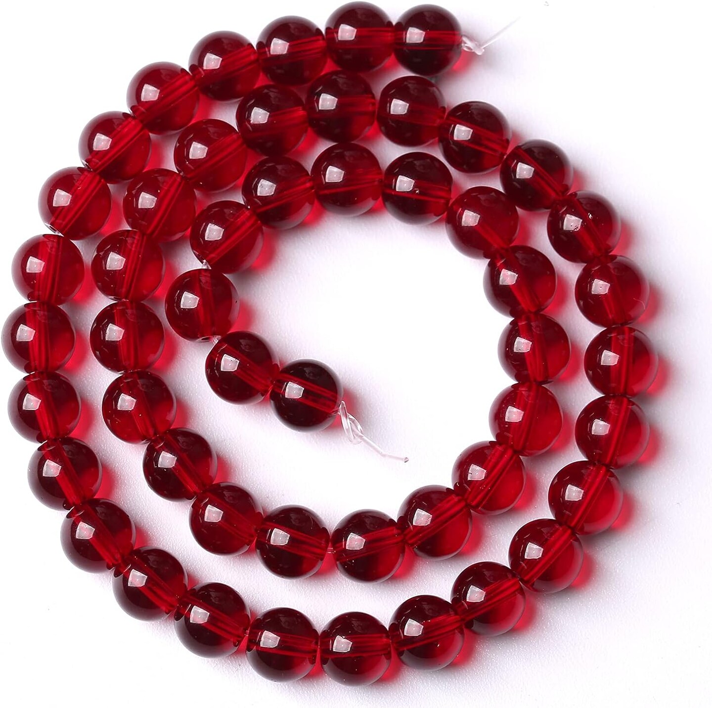 Smooth Garnet Red Glass Crystal Round Loose Beads For Jewelry Making
