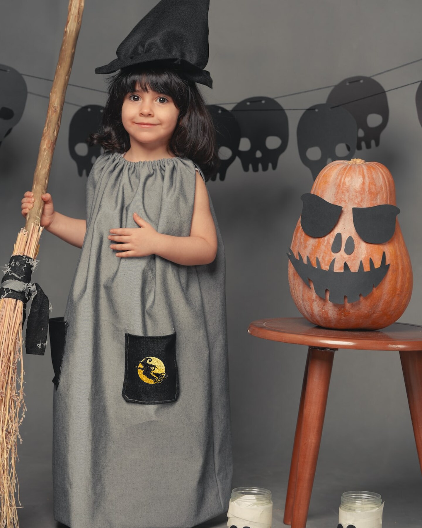 Flying Witch with a Full Moon, Halloween, Embroidered, Iron on Patch