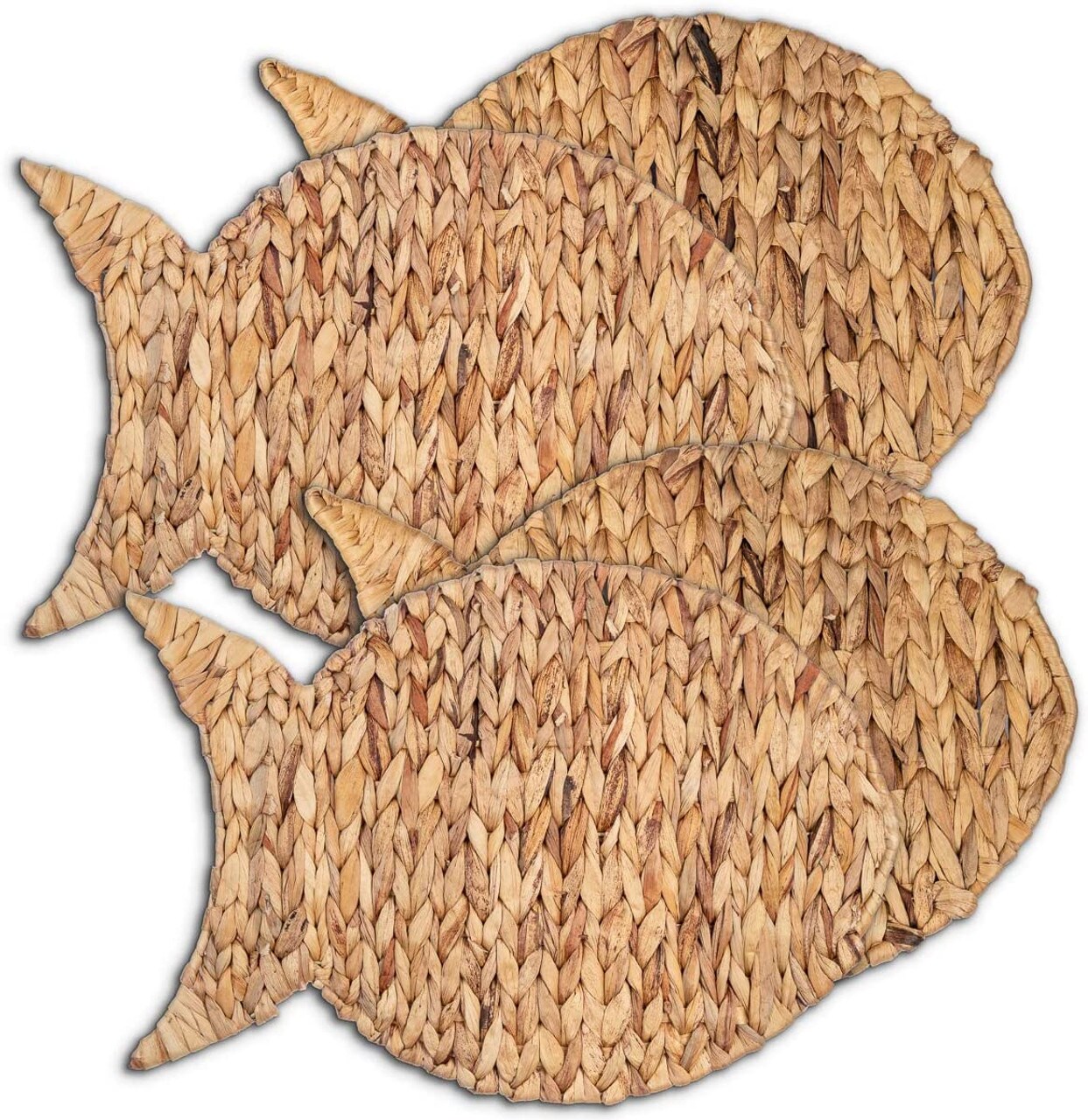 Fish Water Hyacinth Coastal Placemats Tropical Set of 4 Placemats 11.8&#x22; x 17.3&#x22; Beach Kitchen Decor