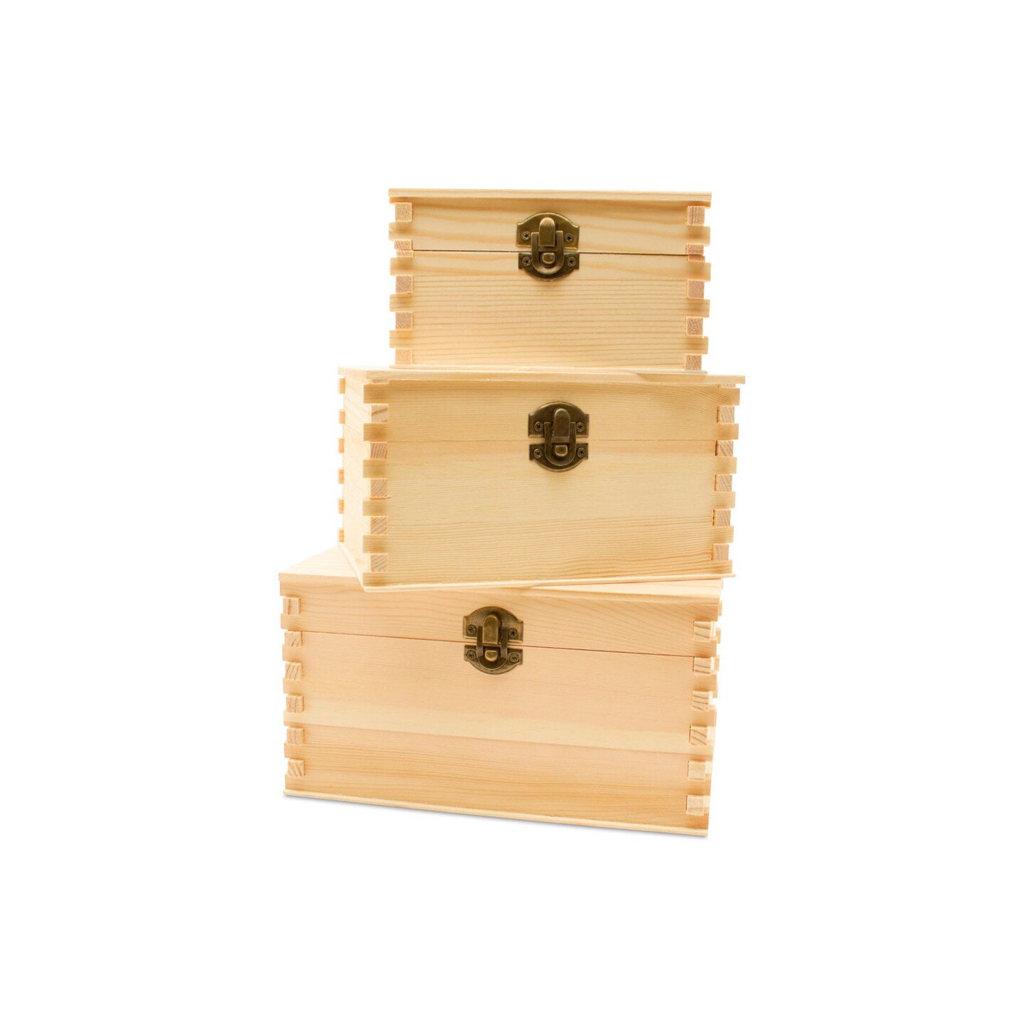 Wooden Nesting Boxes with Hinged Lids, Unfinished, Set of 3 |Woodpeckers