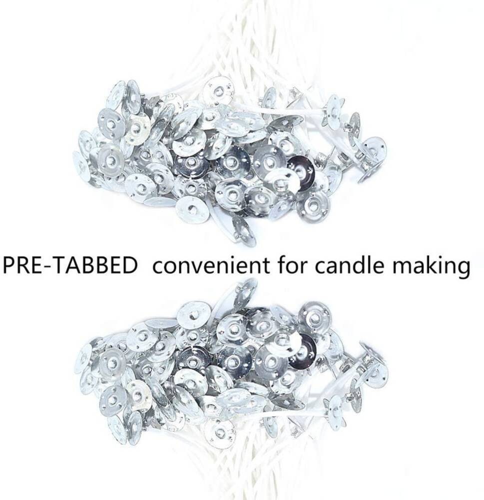 100pcs 6-Inch Natural Cotton Candle Wicks &#x2013; Pre-Waxed, Lead-Free with Tabs for Soy Wax &#x26; DIY Candle Making