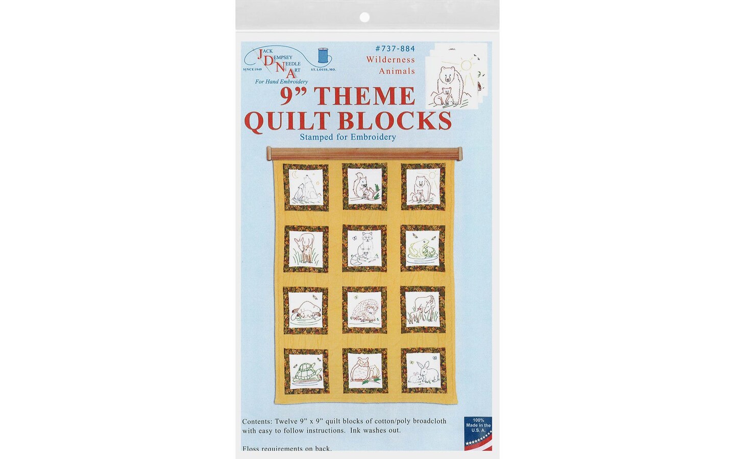 Jack Dempsey Quilt Blocks 9&#x22; Wilderness Animals