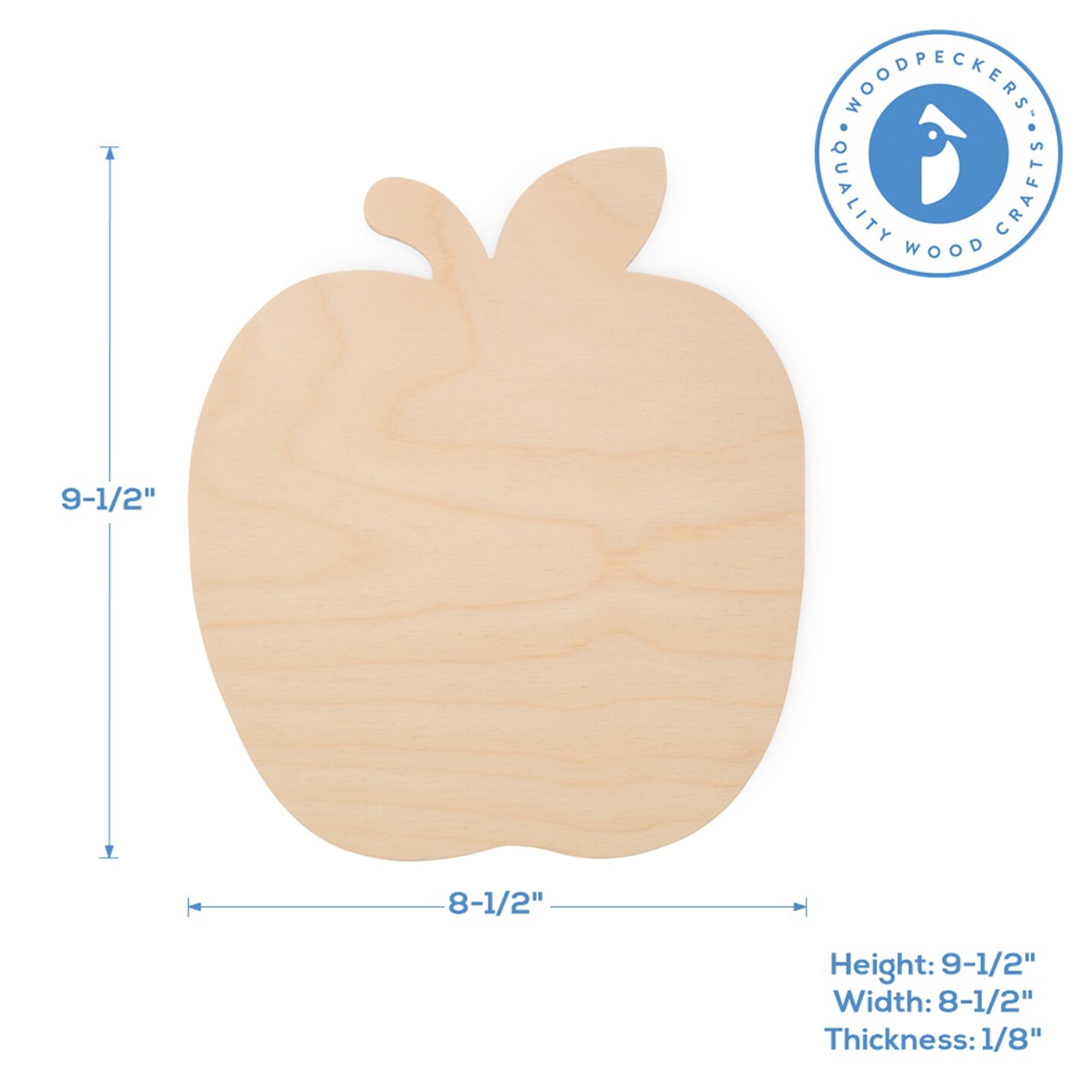 Large Wooden Apple Cutouts 8-1/2 x 9-1/2 Inch, Unfinished Birch | Woodpeckers