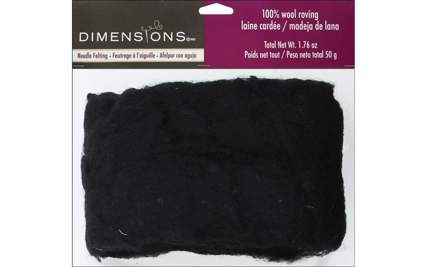 Dimensions 100% Wool Roving 1.76oz Black