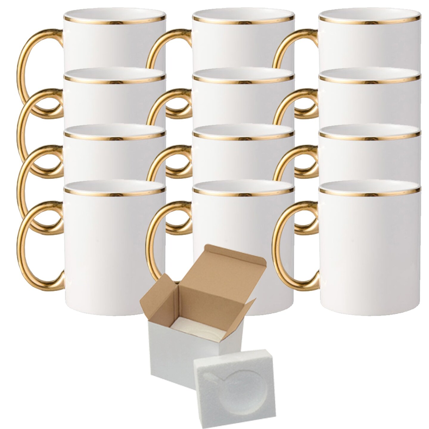 12 PACK 15OZ, Exclusive, GOLD, Metallic Mugs, MUG, Rim & Handle Mugs