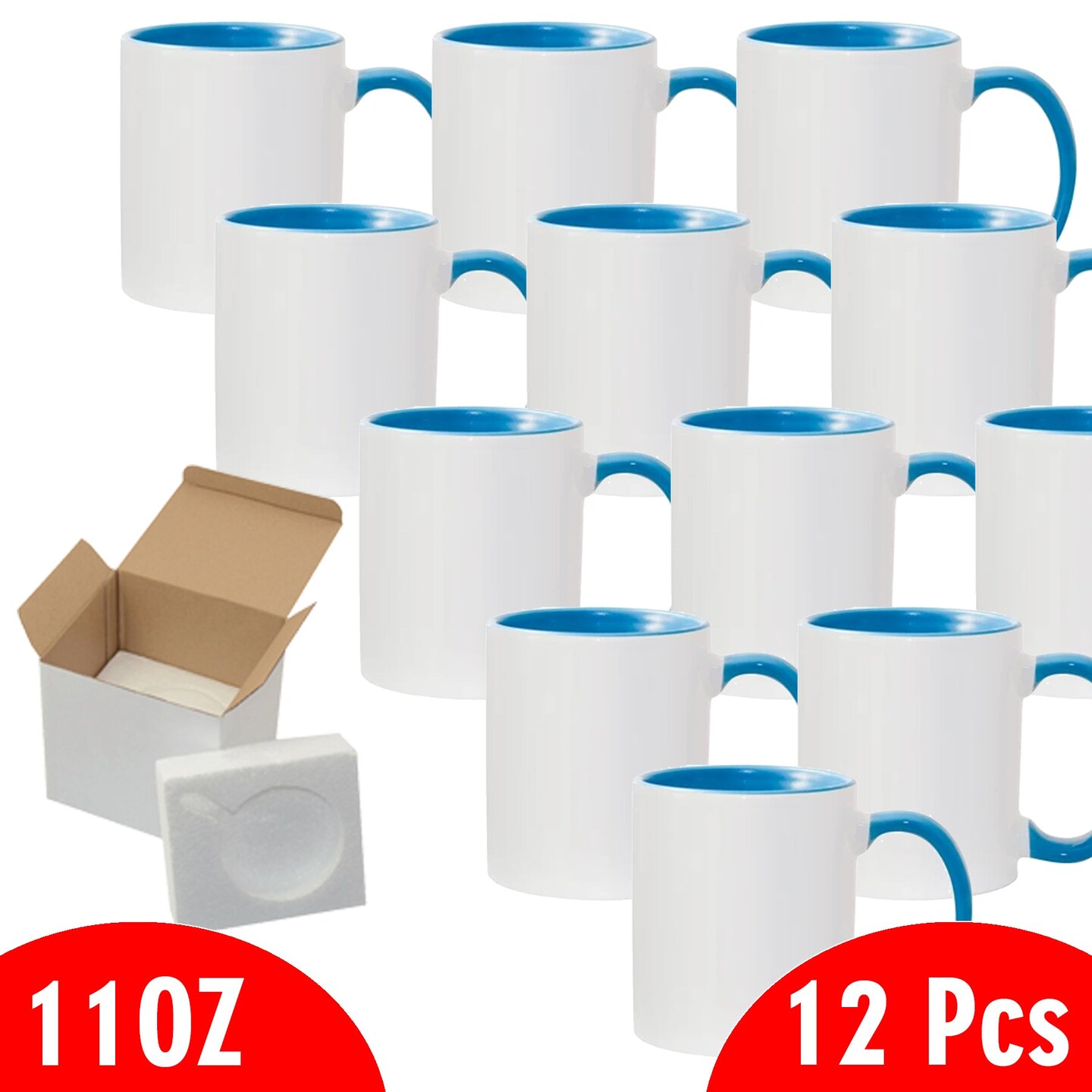  11oz Sublimation Mugs With Gift Mug Box. Mugs - Cardboard Box  with Foam Supports Case of 12 : Home & Kitchen
