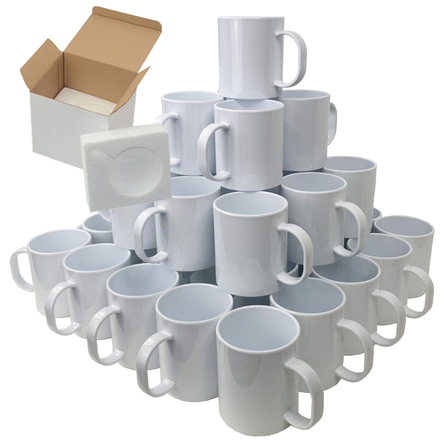 24 Pcs 15oz Sublimation Mugs With Gift Mug Box. Mugs - Cardboard Box with Foam Supports