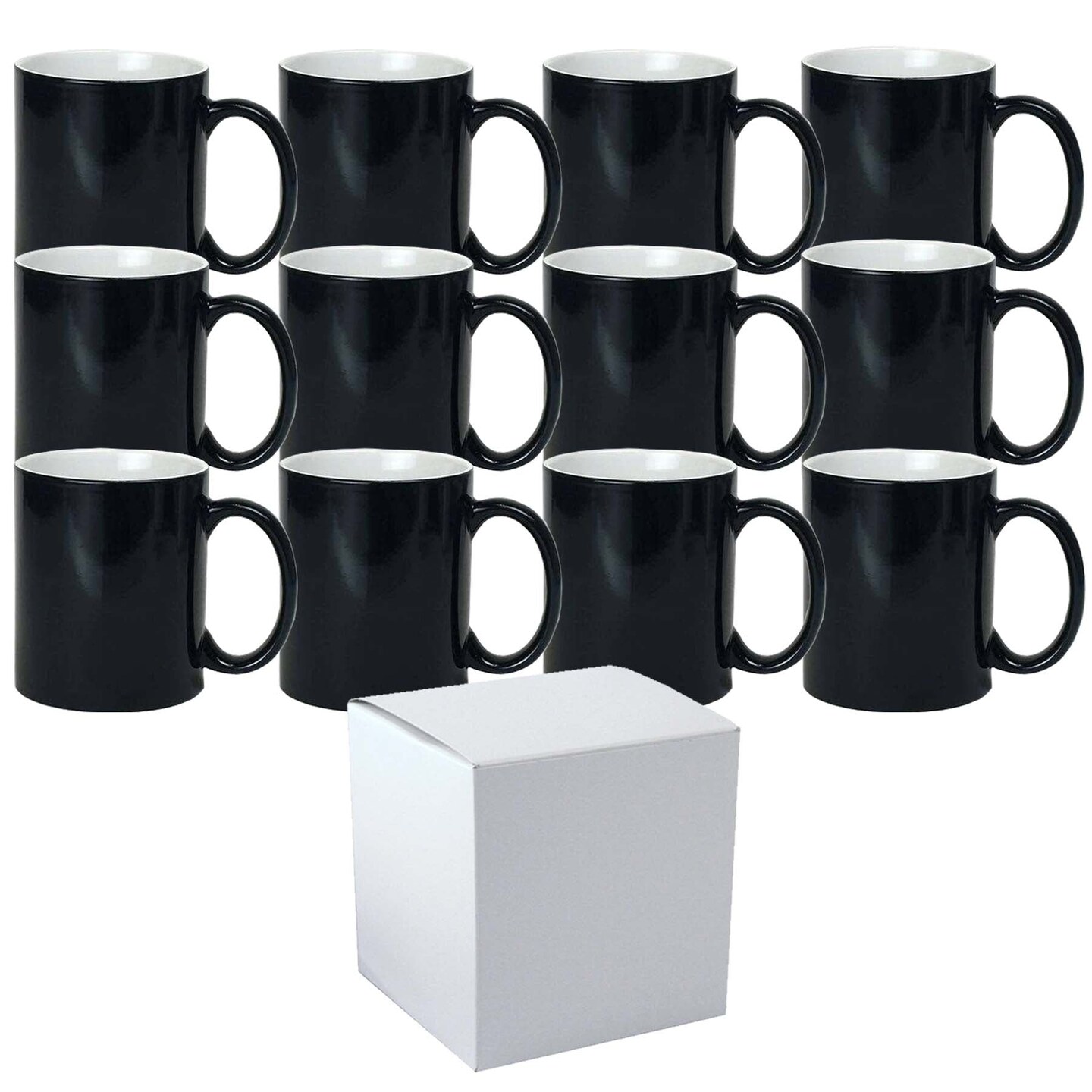 12 Pcs 11OZ Heat Activated Color Changing Sublimation Mugs With Individual White Boxes