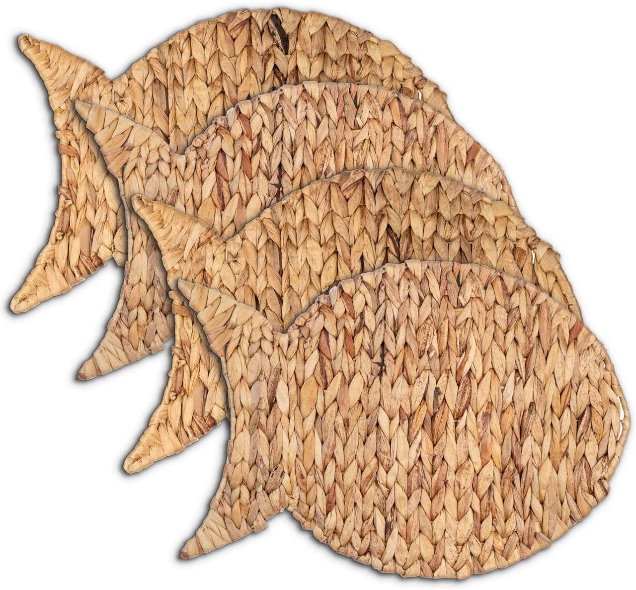 Fish Water Hyacinth Coastal Placemats Tropical Set of 4 Placemats 11.8&#x22; x 17.3&#x22; Beach Kitchen Decor