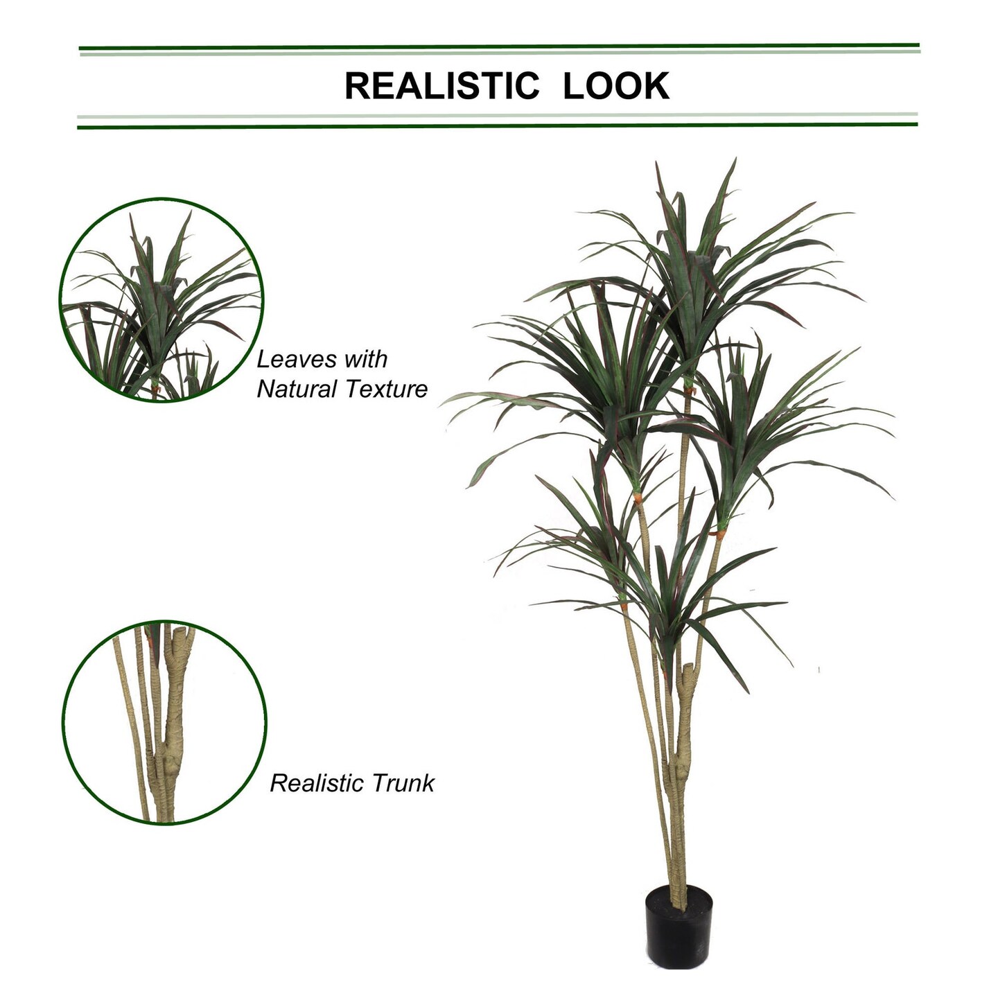 Stunning 6ft Artificial Dracaena Marginata - Lifelike & Low-Maintenance Greenery - Perfect for Indoor Decor - Enhance Home & Office Spaces