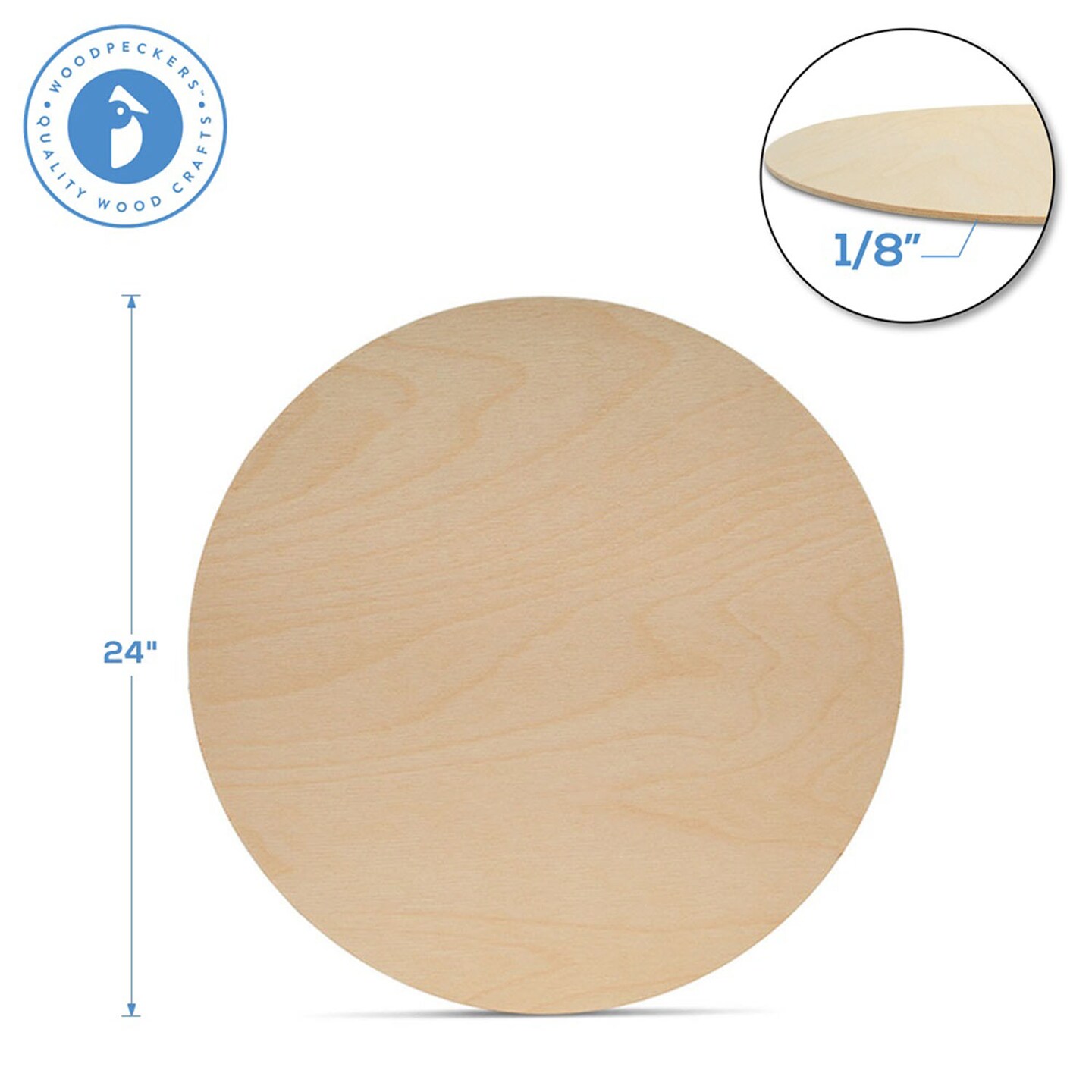 Wood Circles 12 inch 1/4 inch Thick, Unfinished Birch Sign Rounds, Woodpeckers
