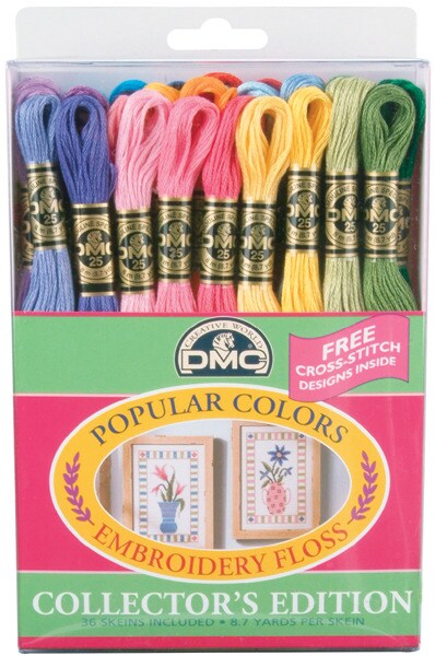 DMC Embroidery Floss Pack, Popular Colors, DMC Embroidery Thread, DMC Floss  Kit Include 36 Assorted Color Bundle with DMC Mouline Cotton White/Black