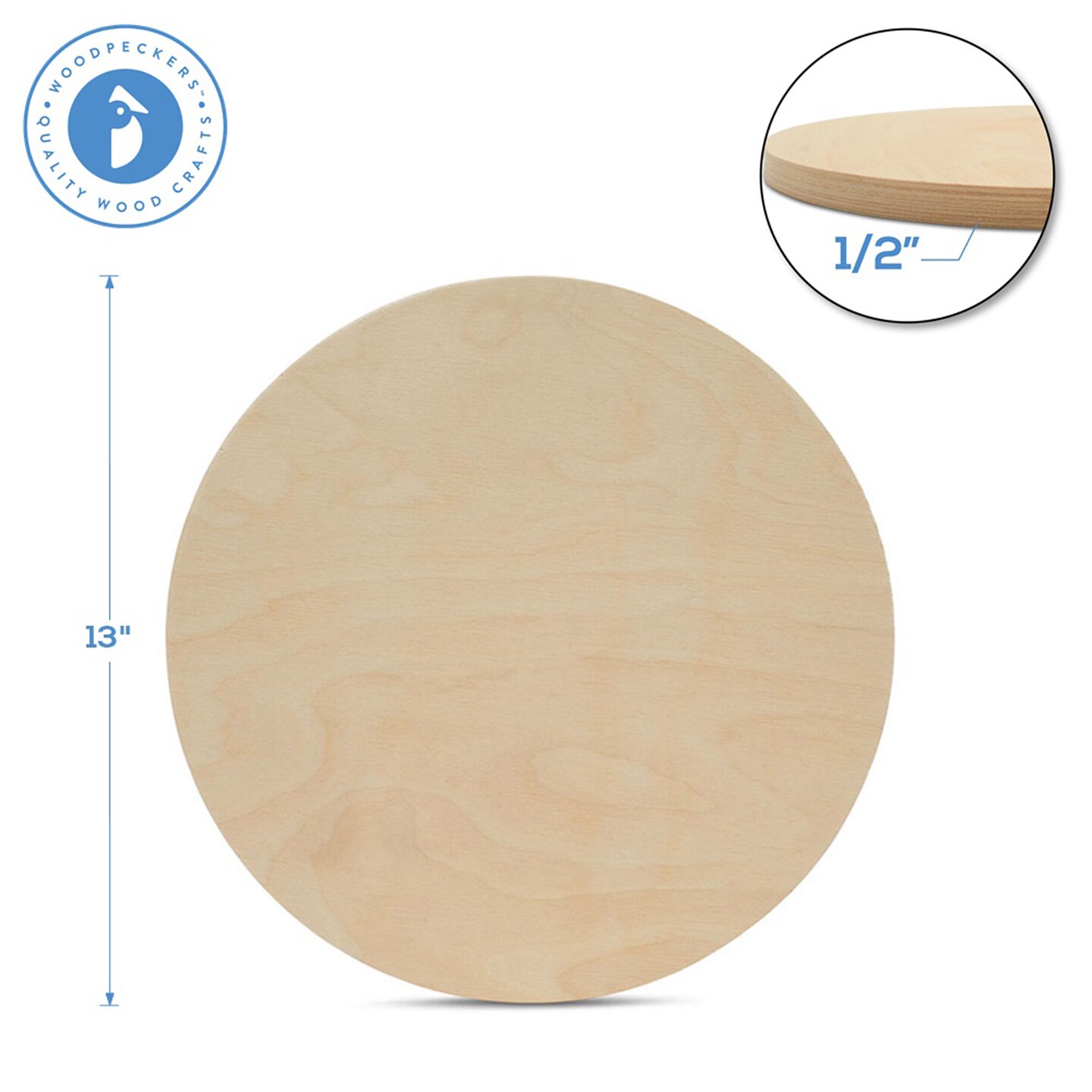 Wood Circles 13 inch, 3 Thicknesses, Unfinished Birch Sign Plaques | Woodpeckers