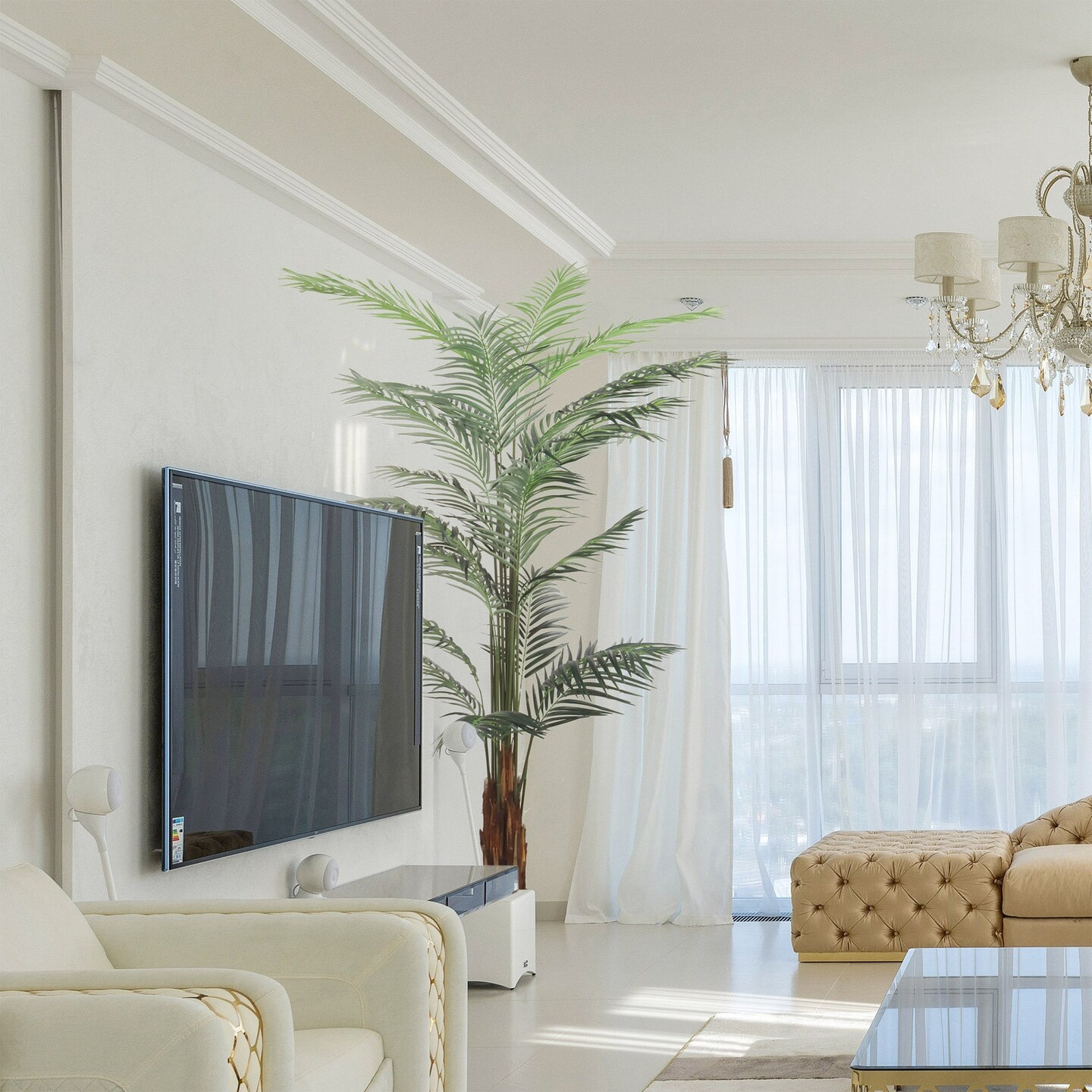 8&#x27; Artificial Areca Palm Tree - Lush, Realistic Indoor Faux Tropical Plant