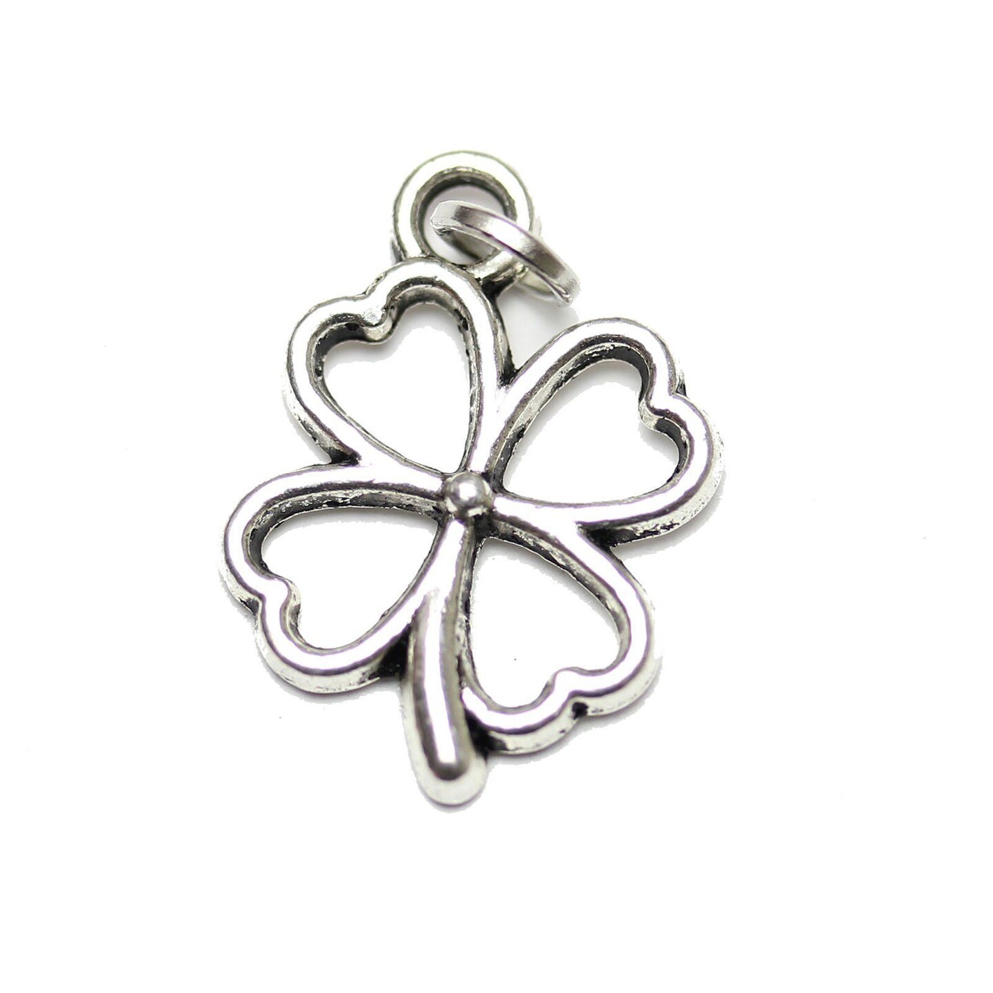 Antique Silver Plated Four Leaf Clover Charm 14x20mm - 2pcs