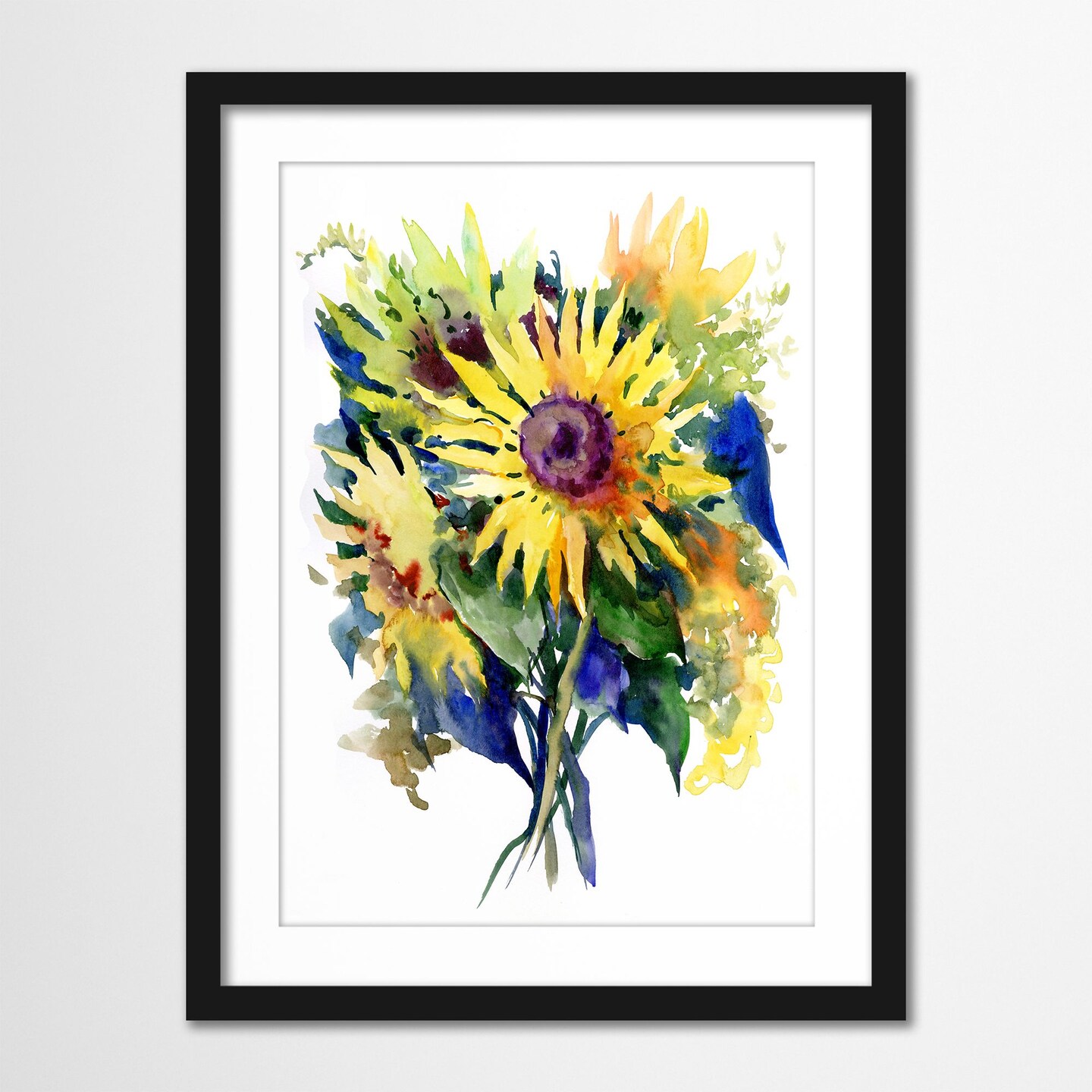 Sunflowers Hand Embellished Art by Suren Nersisyan - Framed Print
