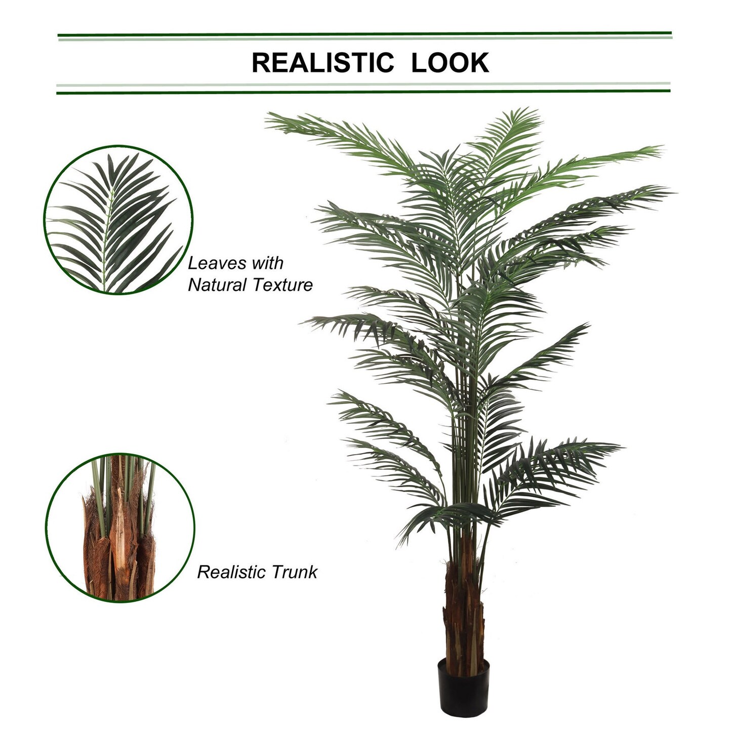 8&#x27; Artificial Areca Palm Tree - Lush, Realistic Indoor Faux Tropical Plant