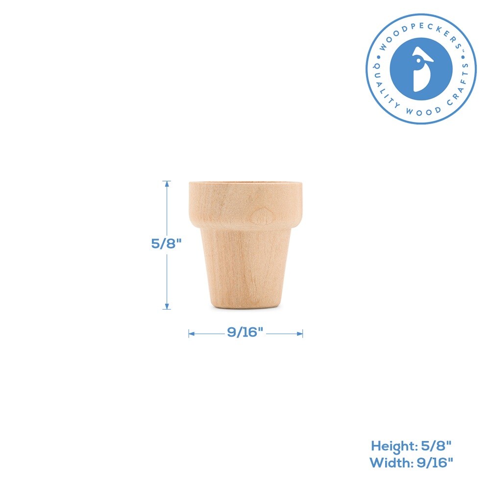 Small Craft Flower Pot, Multiple Sizes Available, Unfinished Wooden Flower Pot to Paint | Woodpeckers