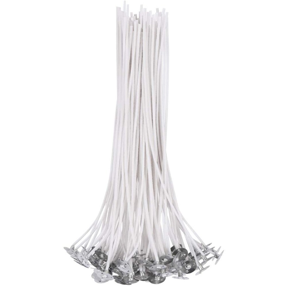 100pcs 6-Inch Natural Cotton Candle Wicks &#x2013; Pre-Waxed, Lead-Free with Tabs for Soy Wax &#x26; DIY Candle Making
