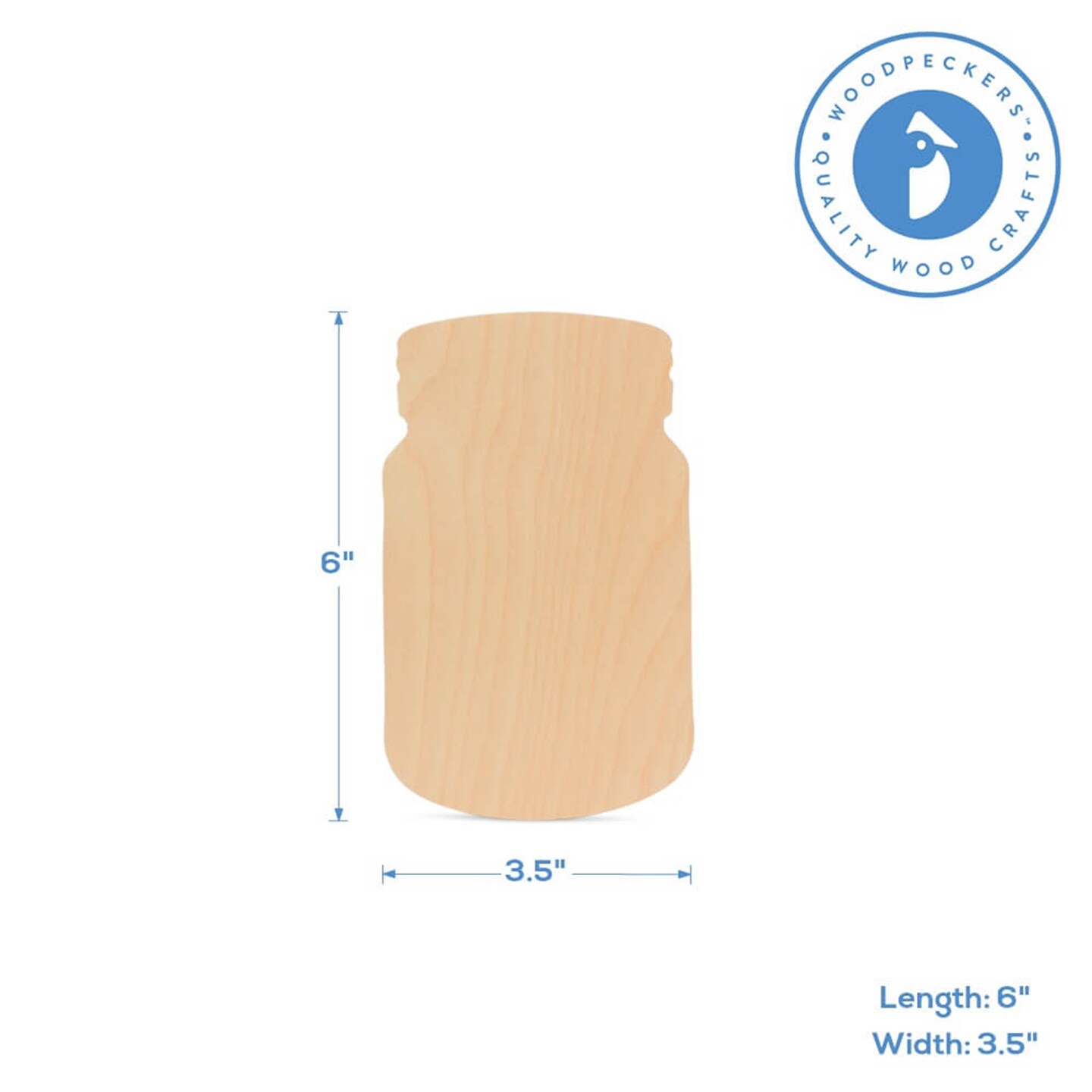 Wooden Mason Jar Cutout, Multiple Sizes Available, Unfinished Craft &#x26; DIY Rustic Decor | Woodpeckers