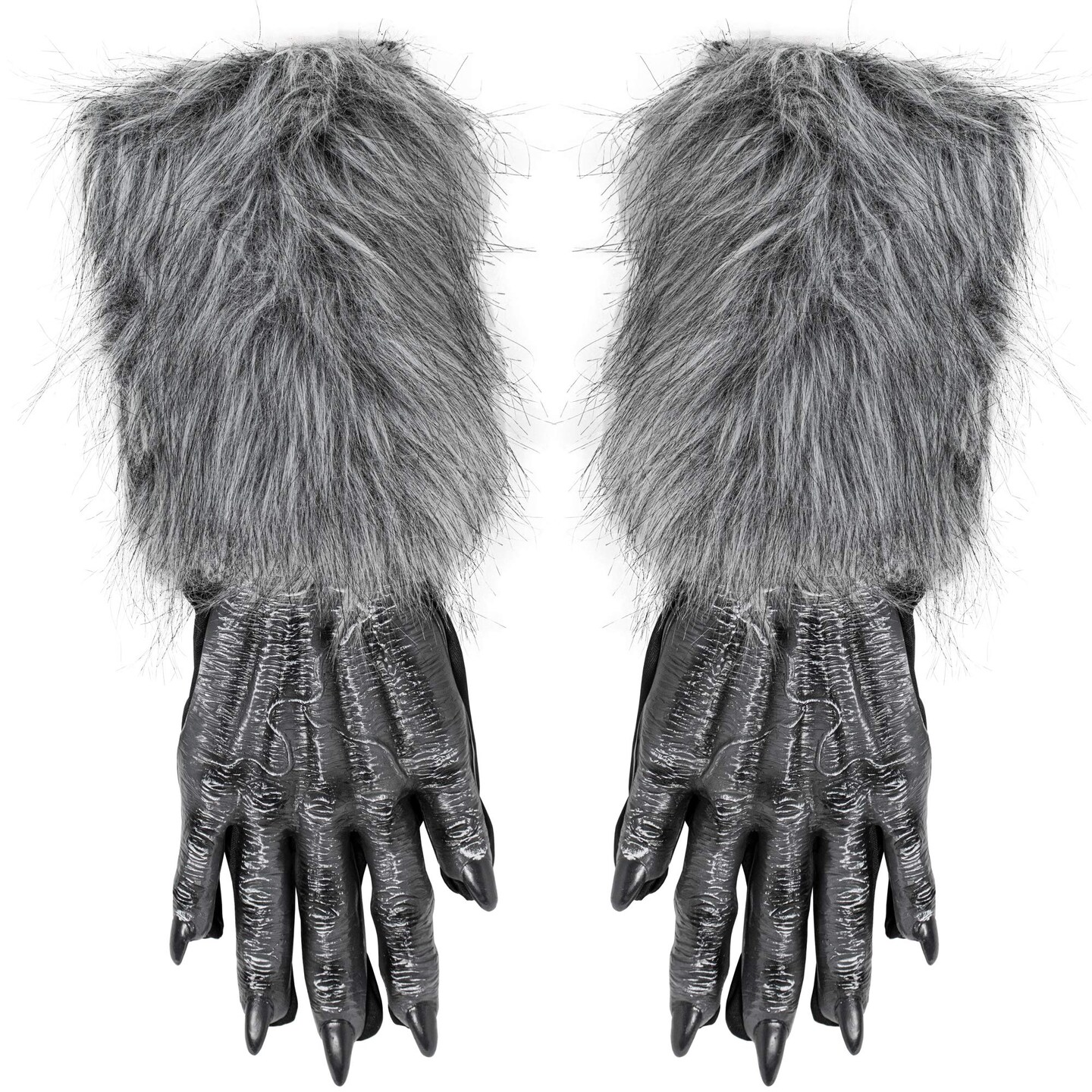 Werewolf Hand Costume Gloves Grey Hairy Wolf Claw Hands Paws Monster