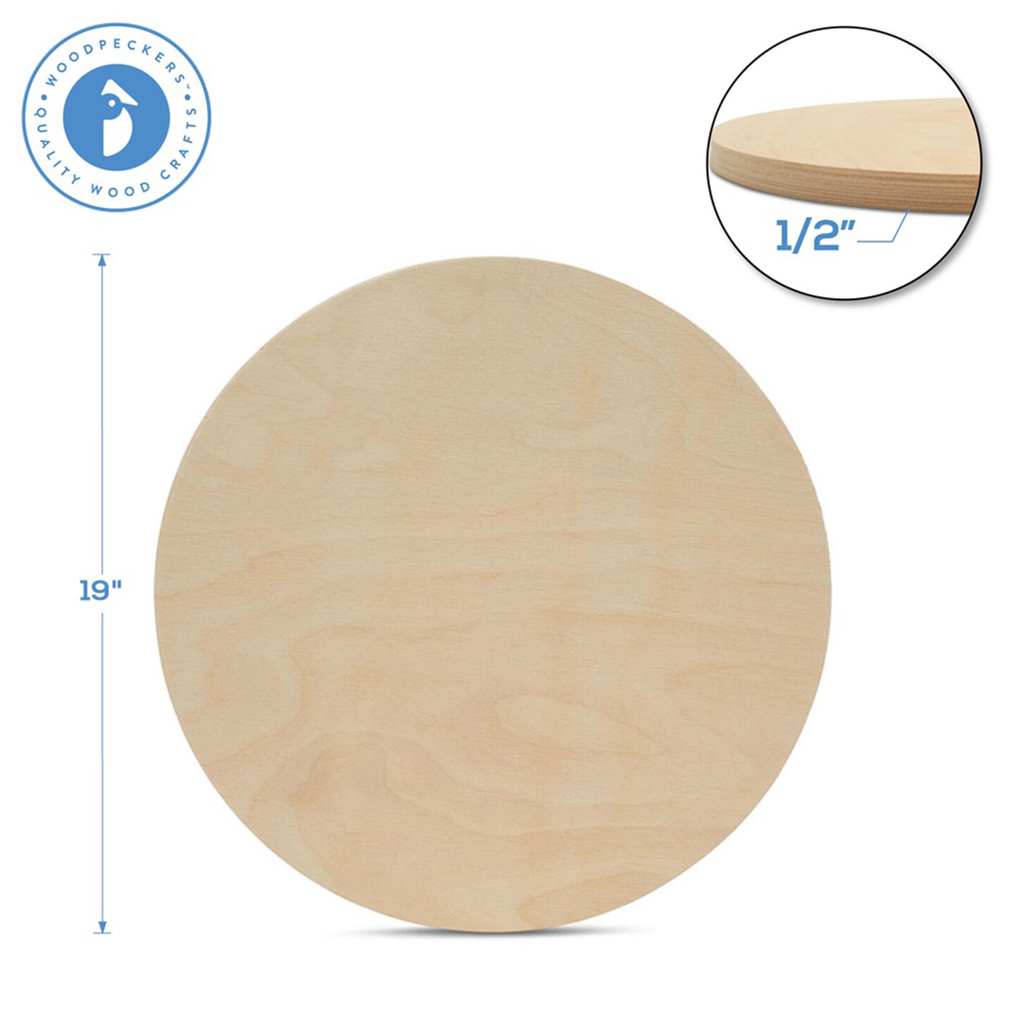 Wood Circles 19 inch, 2 Thicknesses, Unfinished Birch Sign Plaques | Woodpeckers