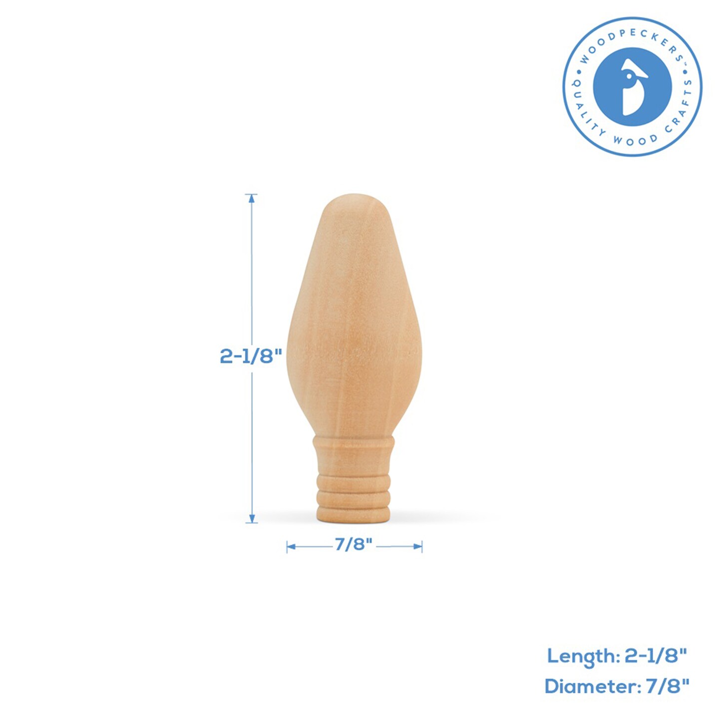 Wood Christmas Light Bulb 2-1/8 inch Unfinished, Crafts & Ornaments |Woodpeckers