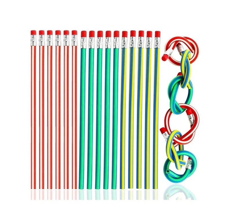 10pcs Colorful Magic Bendy Flexible Soft Pencil with Eraser Pen Student  Writing Drawing Christmas Pencils School Office Supplies