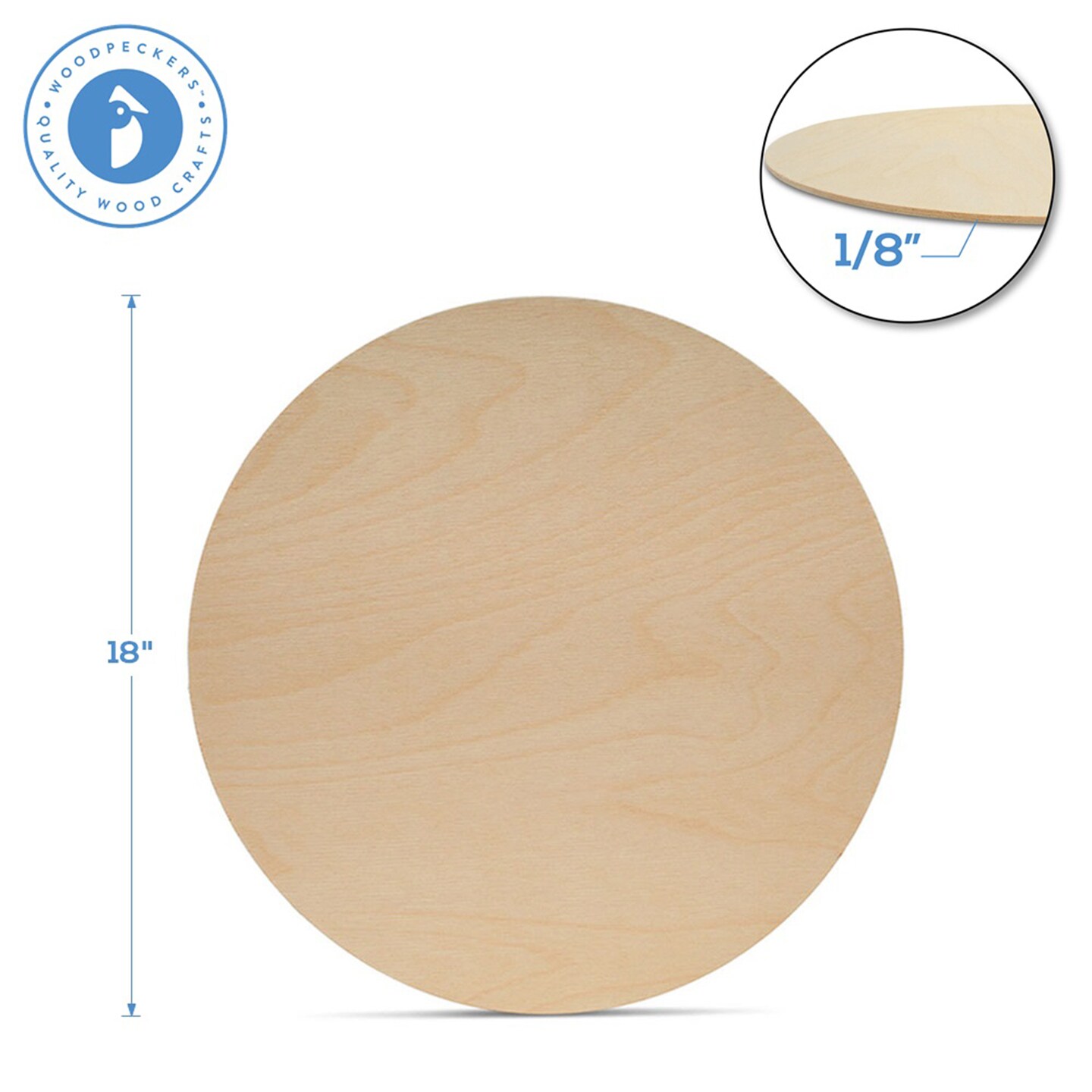 Wood Circles 18 inch, 3 Thicknesses, Unfinished Birch Sign Plaques | Woodpeckers