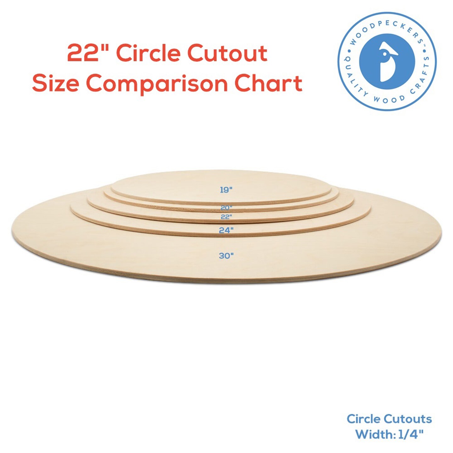 Wood Circles 22 inch, 2 Thicknesses, Unfinished Birch Sign Plaques | Woodpeckers
