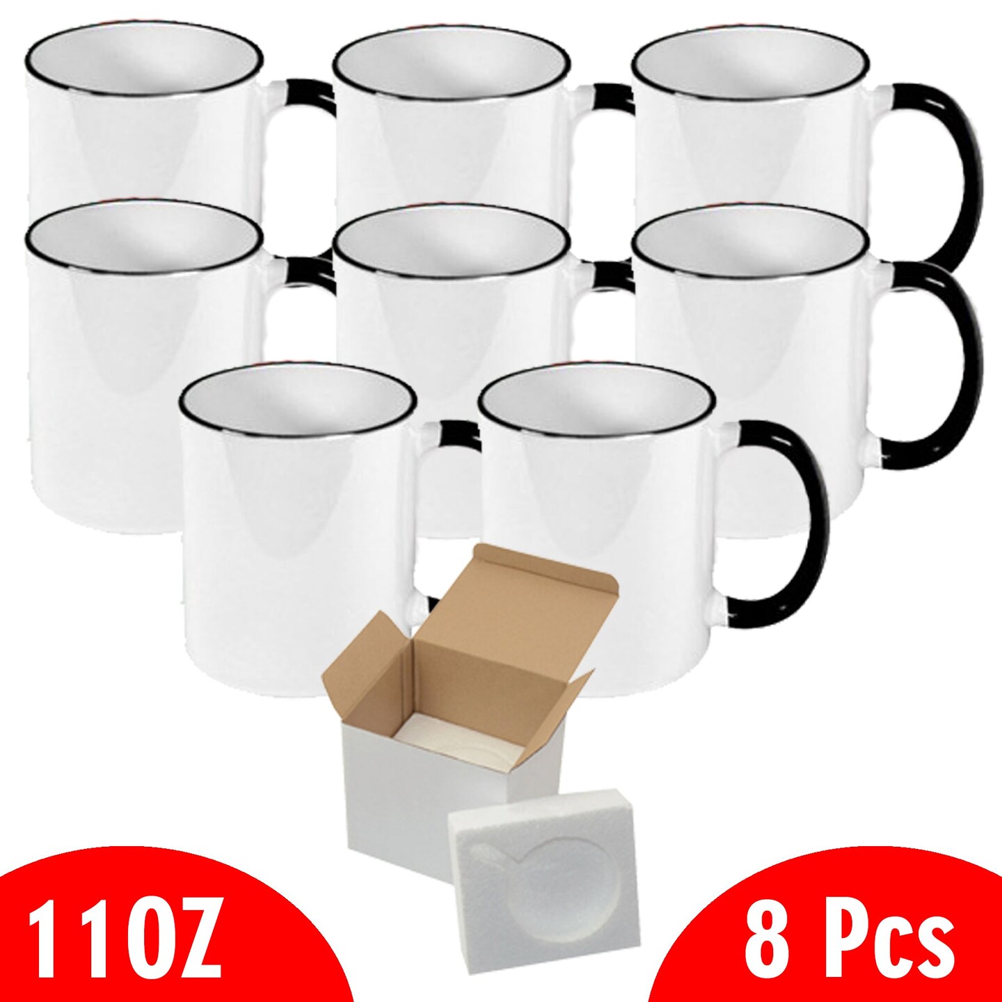 8PCS 11OZ Sublimation Mug Coated Ceramic Mugs White Sublimation Blanks Mugs  for Coffee Milk Tea 