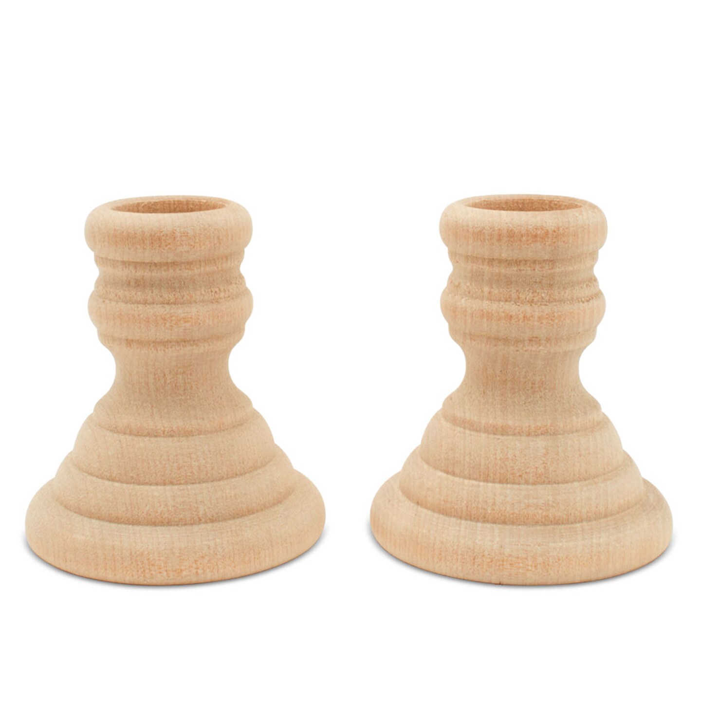 Wooden Candlestick Holders Set Multiple Sizes, Unfinished Woodpeckers