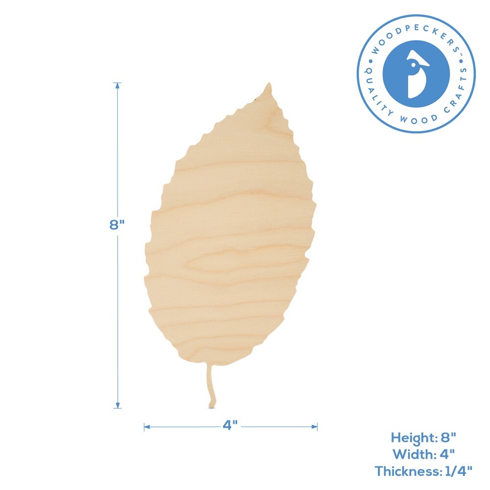 Leaf Wood Cutout, Multiple Sizes Available, Unfinished for Autumn Decor and DIY Crafts | Woodpeckers
