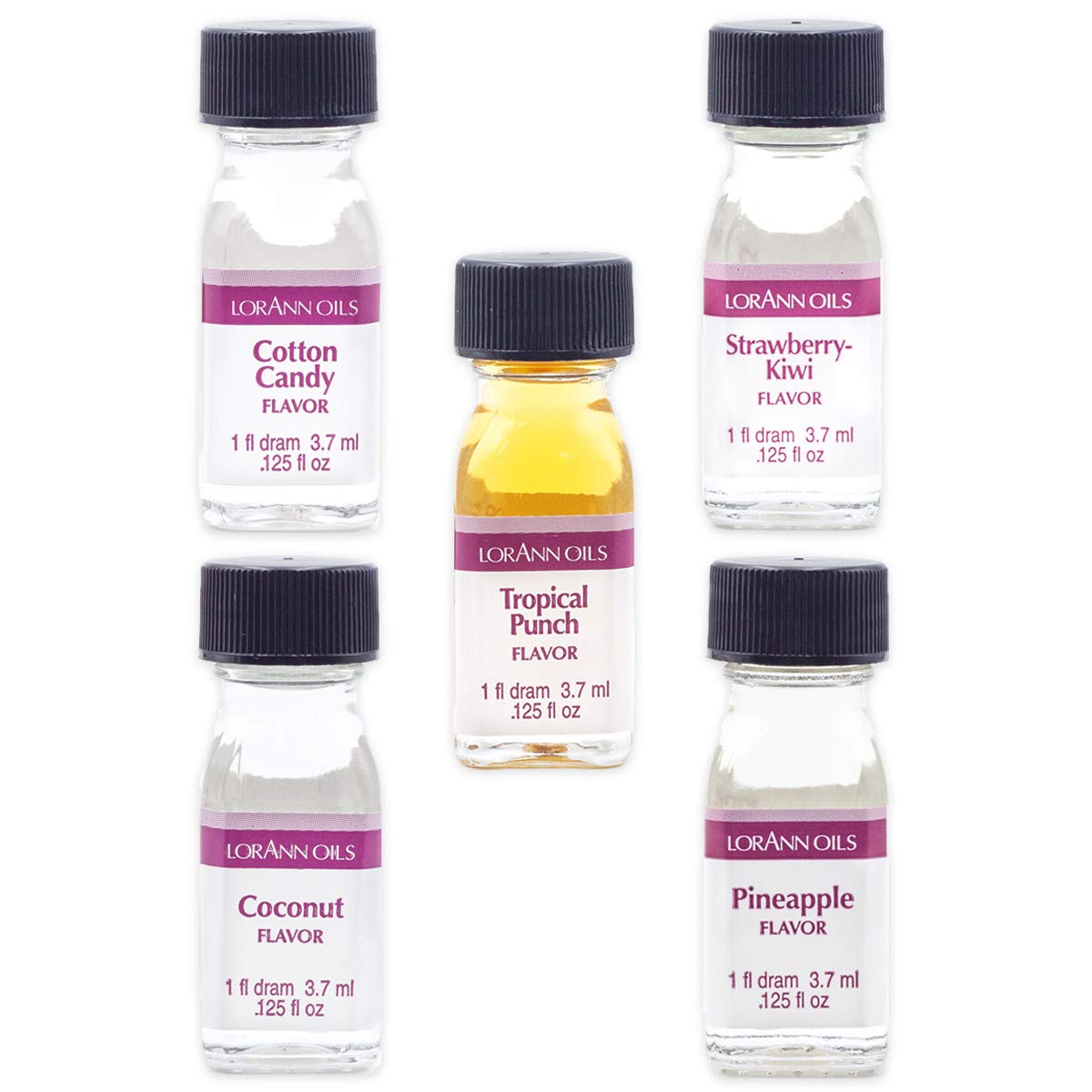 LorAnn Oils StrengthFlavor Food Flavor, 1 Dram Bottle, .0125 fl oz - 3.7ml, - 5 Pack Variety Pack - Set 2