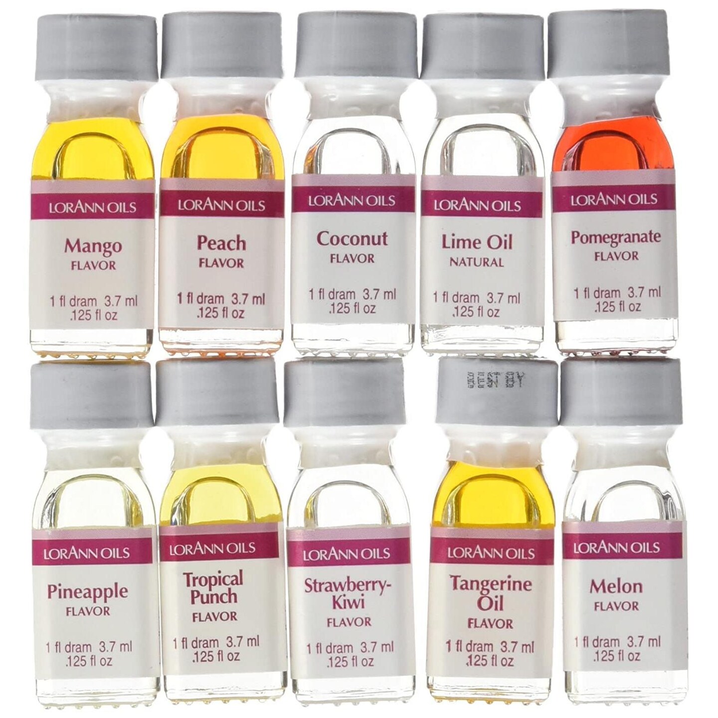 LorAnn Oils StrengthFlavor Food Flavor, 1 Dram Bottle, .0125 fl oz - 3.7ml, - 10 Pack Variety Pack - Set 2